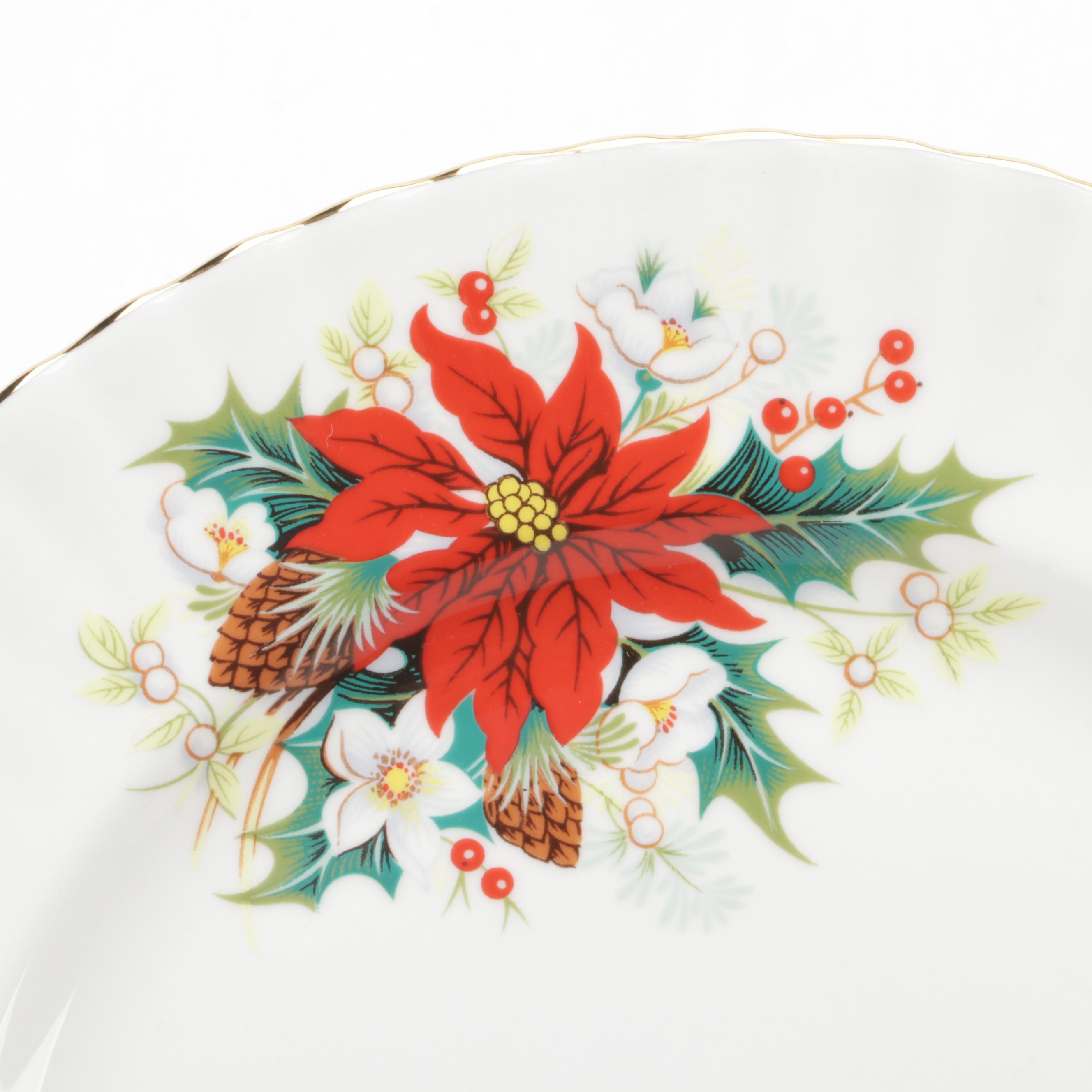 Royal Albert "Poinsettia" Bone China Footed Cups and Dinnerware