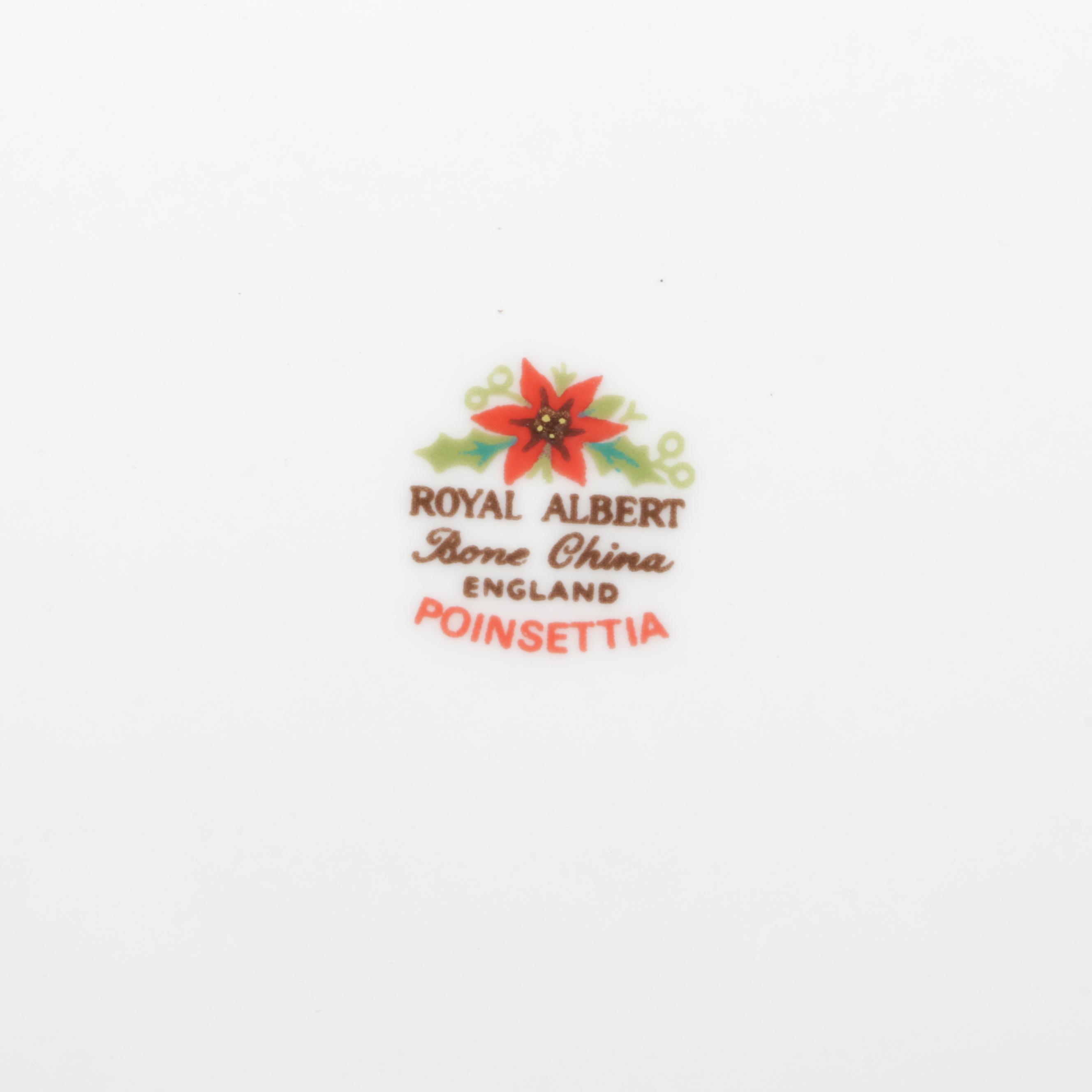 Royal Albert "Poinsettia" Bone China Footed Cups and Dinnerware