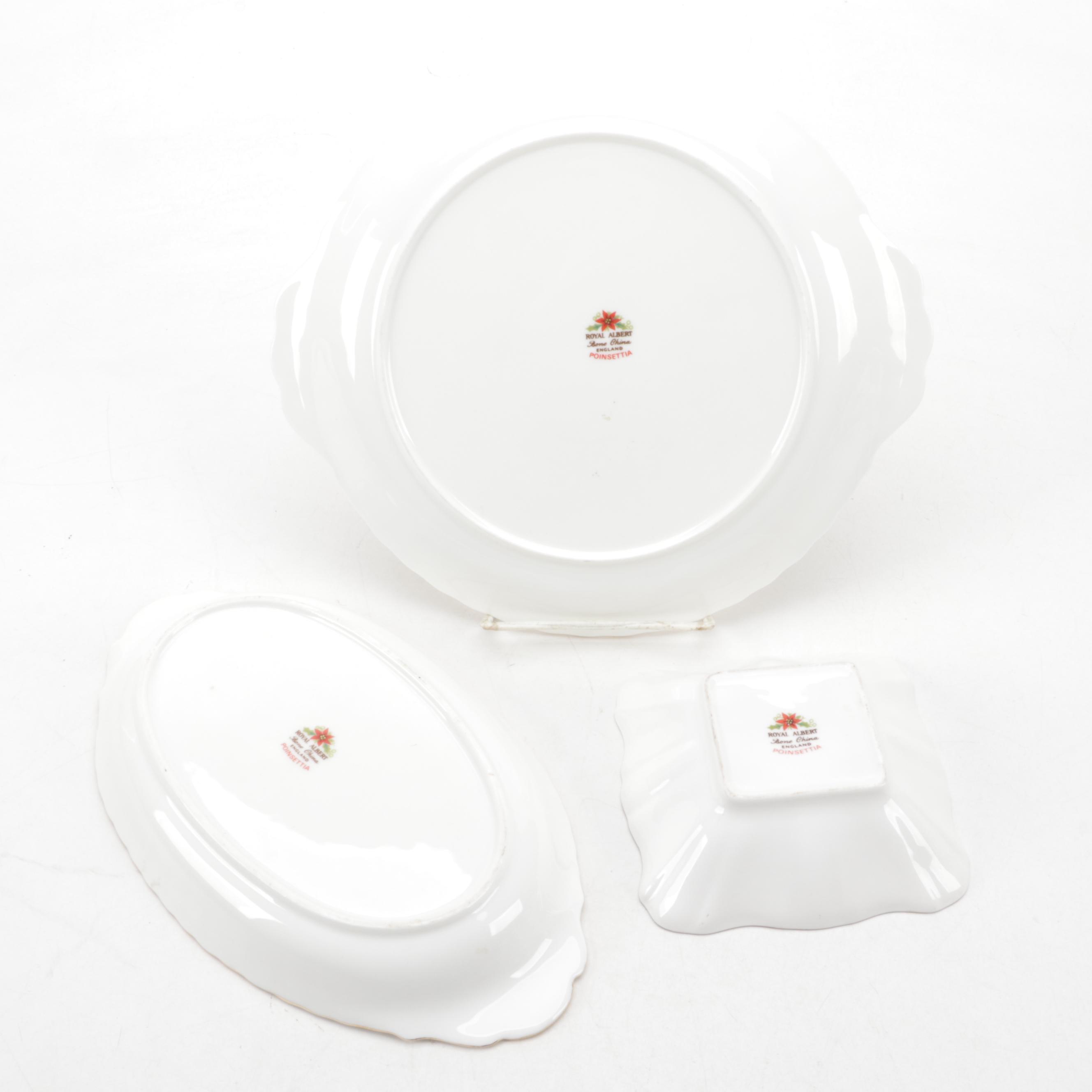 Royal Albert "Poinsettia" Bone China Footed Cups and Dinnerware