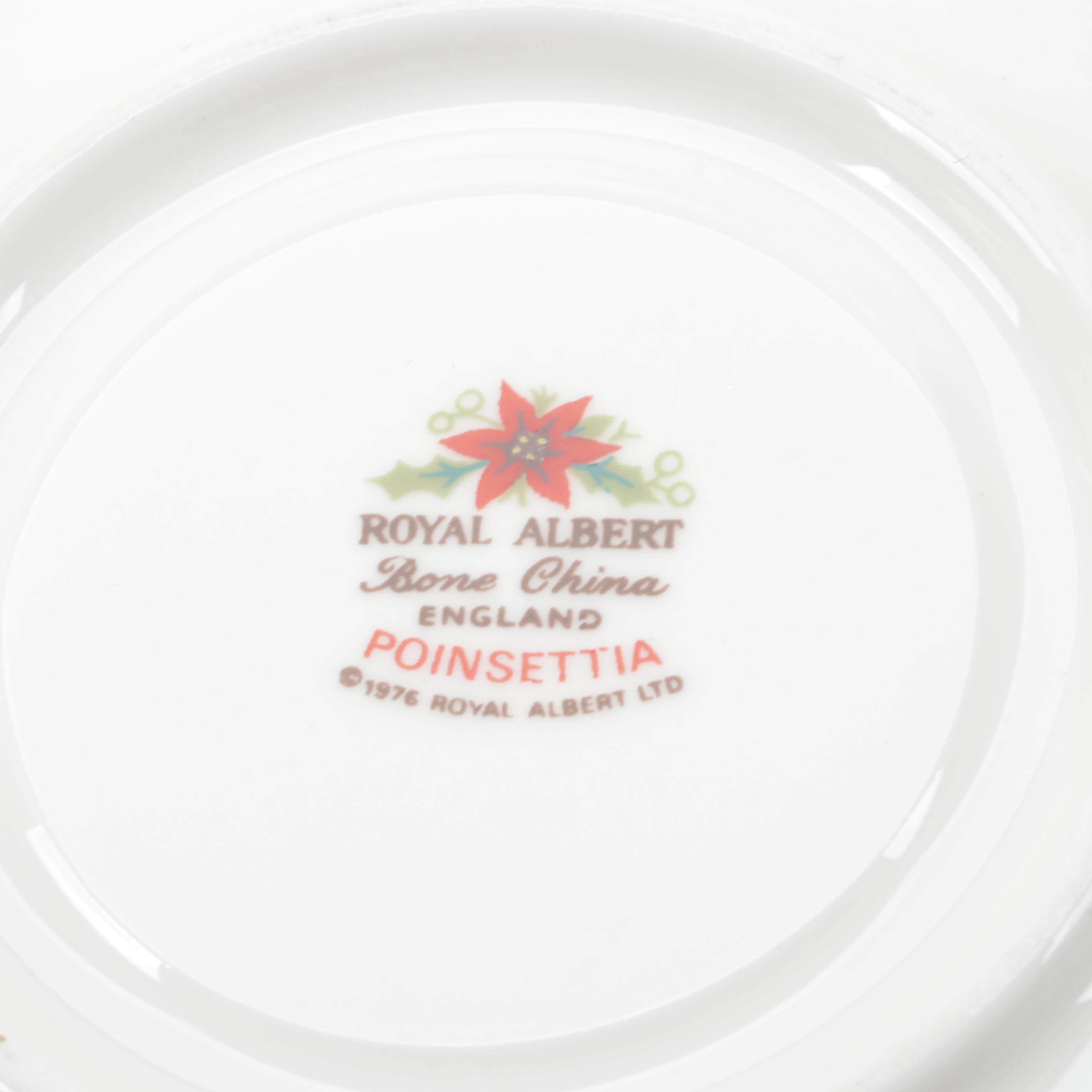 Royal Albert "Poinsettia" Bone China Footed Cups and Dinnerware