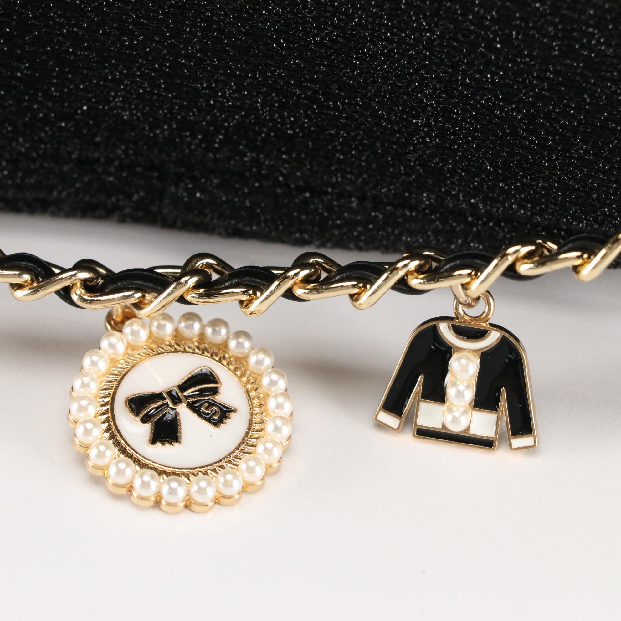 Chanel Beauté VIP 2023 Holiday Black Glitter Pouch with Bejeweled Chain Straps