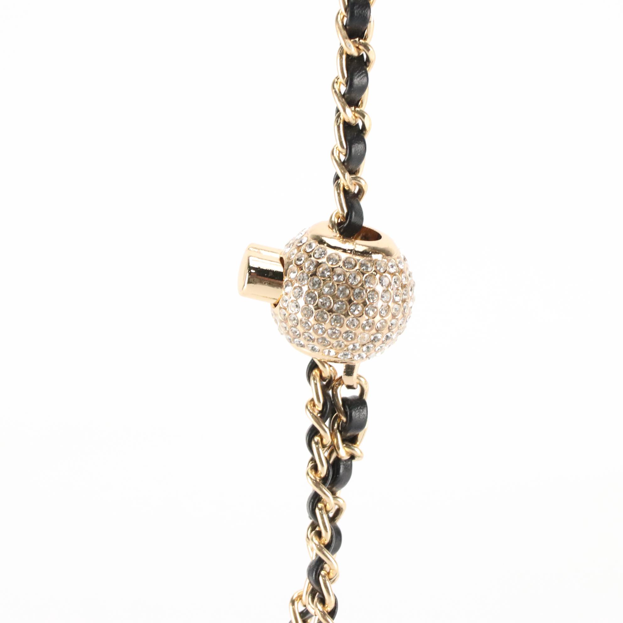 Chanel Beauté VIP 2023 Holiday Black Glitter Pouch with Bejeweled Chain Straps