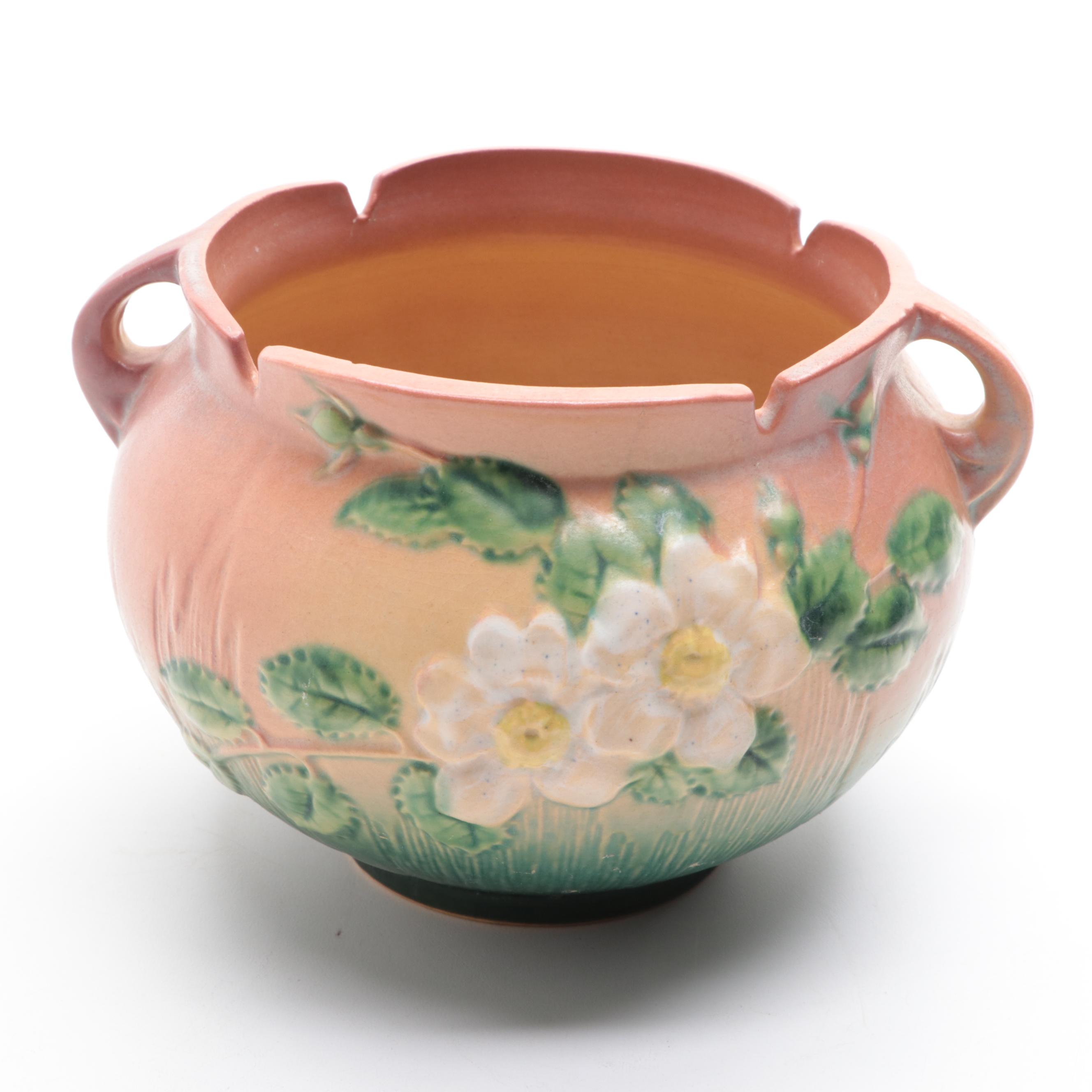 Roseville Pottery "White Roses" Earthenware Jardinieres