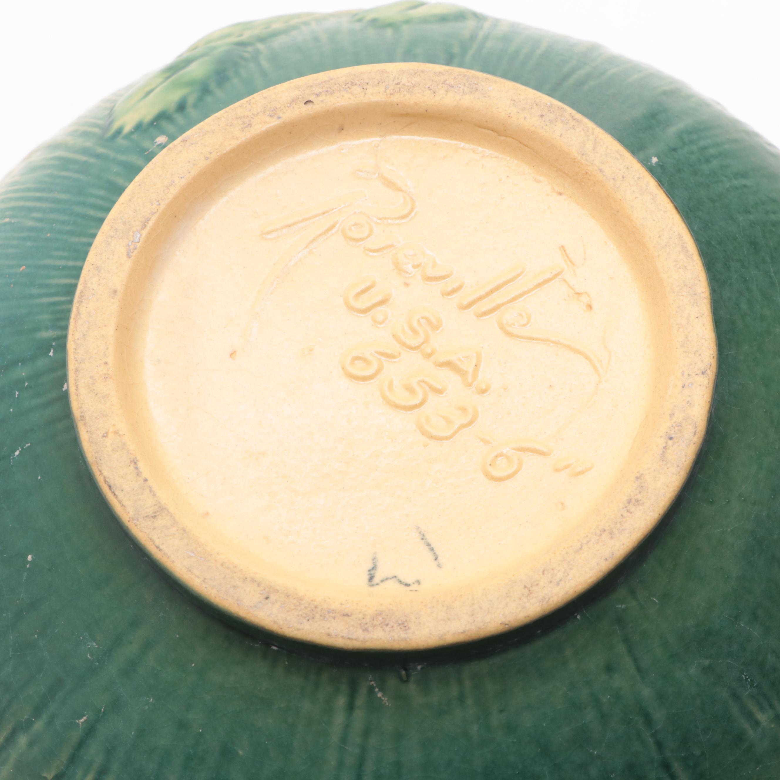 Roseville Pottery "White Roses" Earthenware Jardinieres