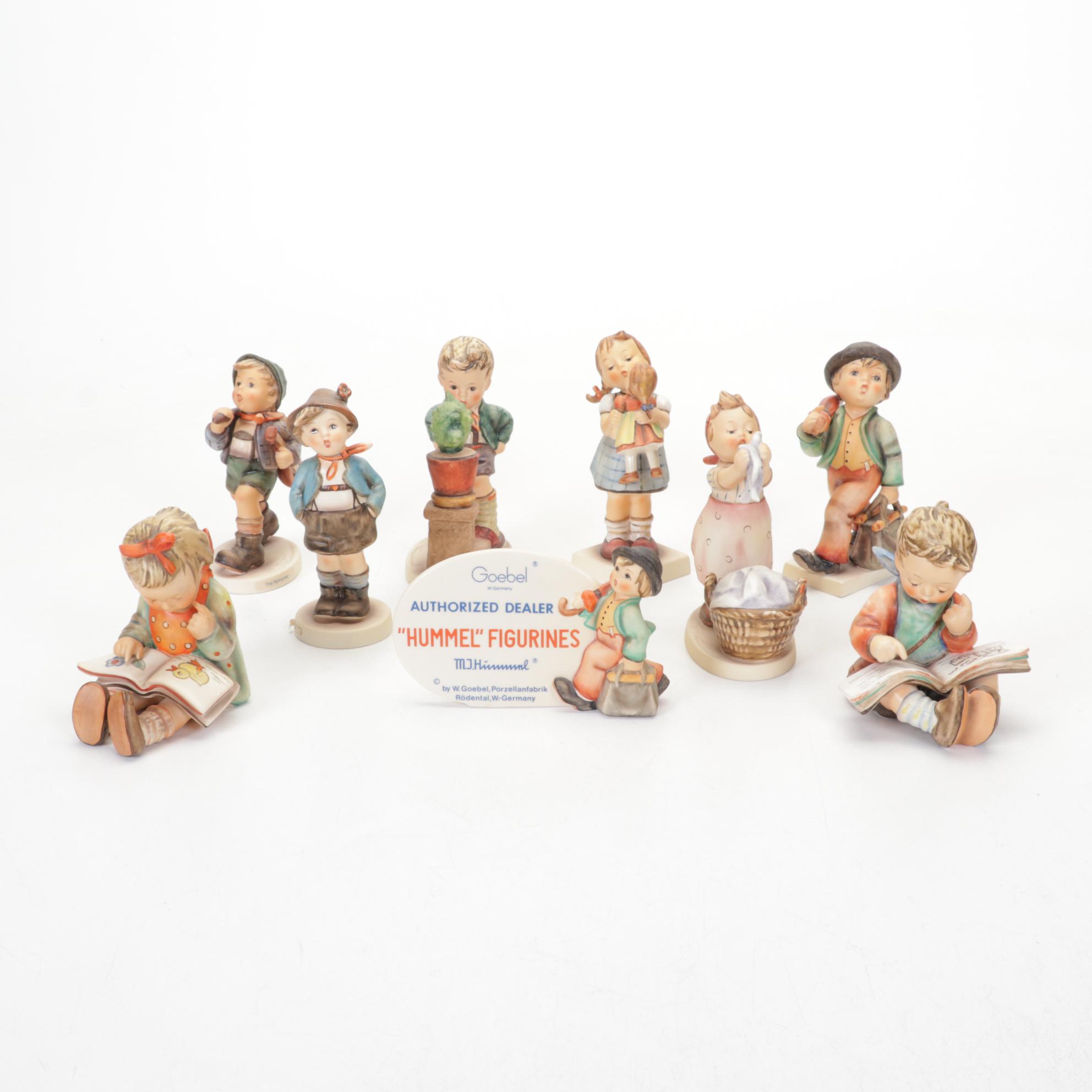 Goebel Hummel Porcelain Figurines Featuring Authorized Dealer Advertising Plaque