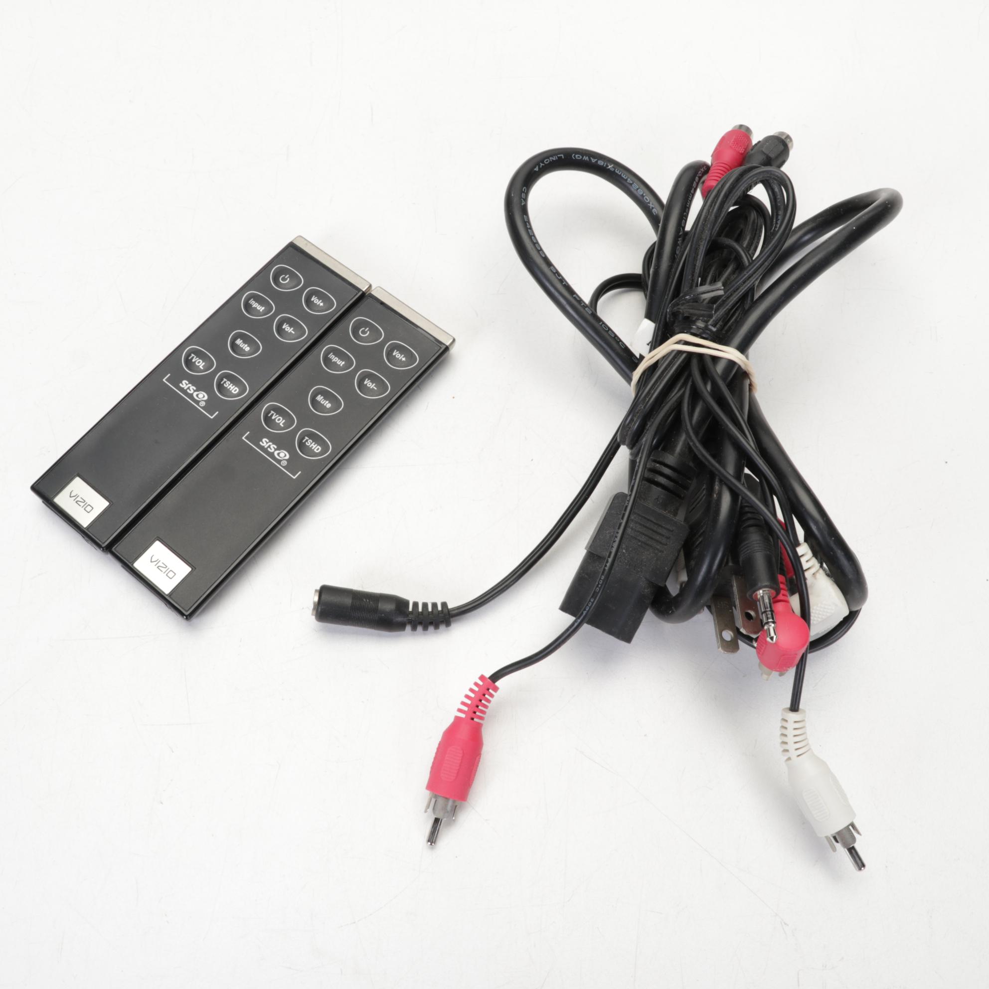 Audio-Technica Record Player With Vizio Soundbar and Two Remotes