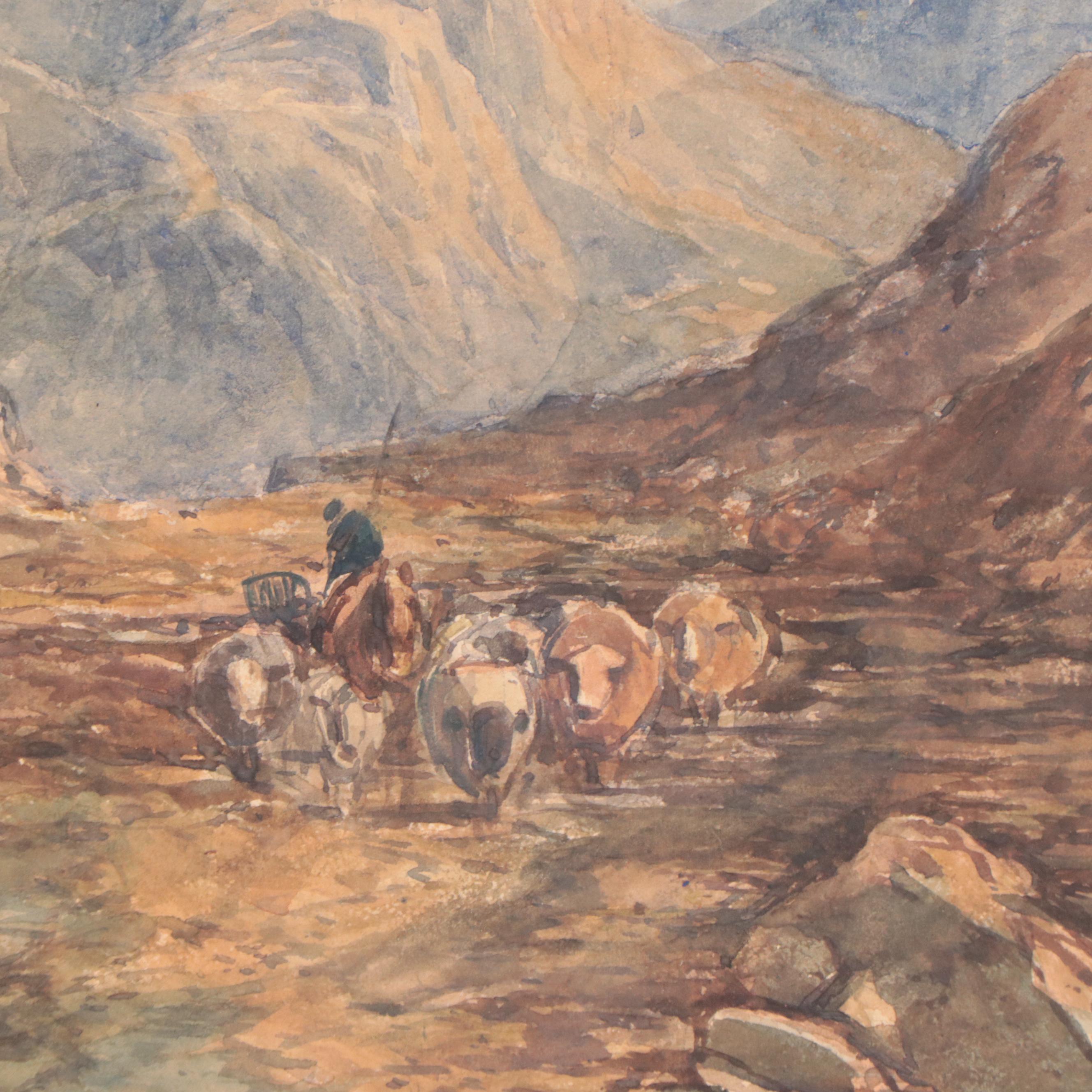 J. Knox Watercolor Painting of Coastal Landscape With Windmill, 1855; More