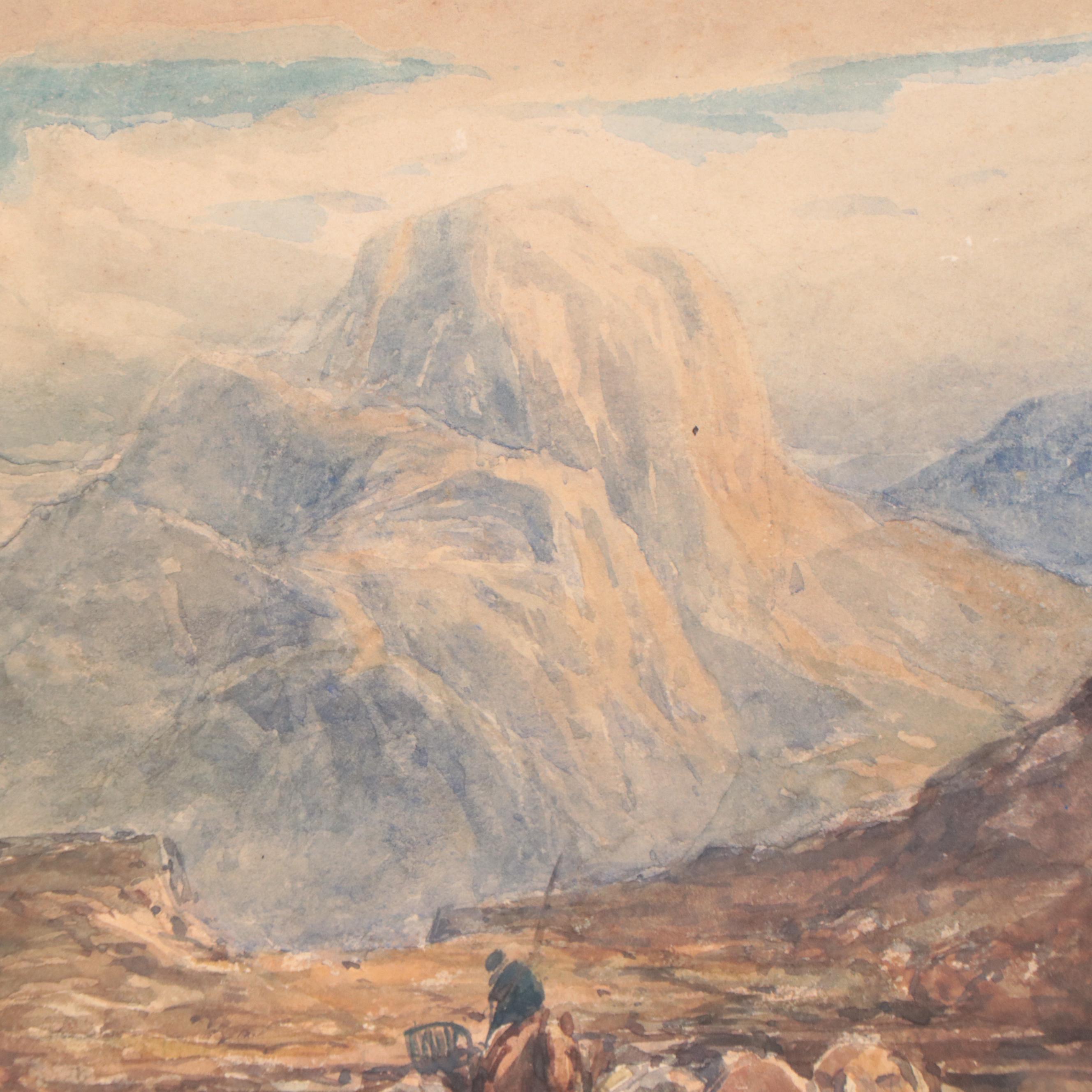 J. Knox Watercolor Painting of Coastal Landscape With Windmill, 1855; More