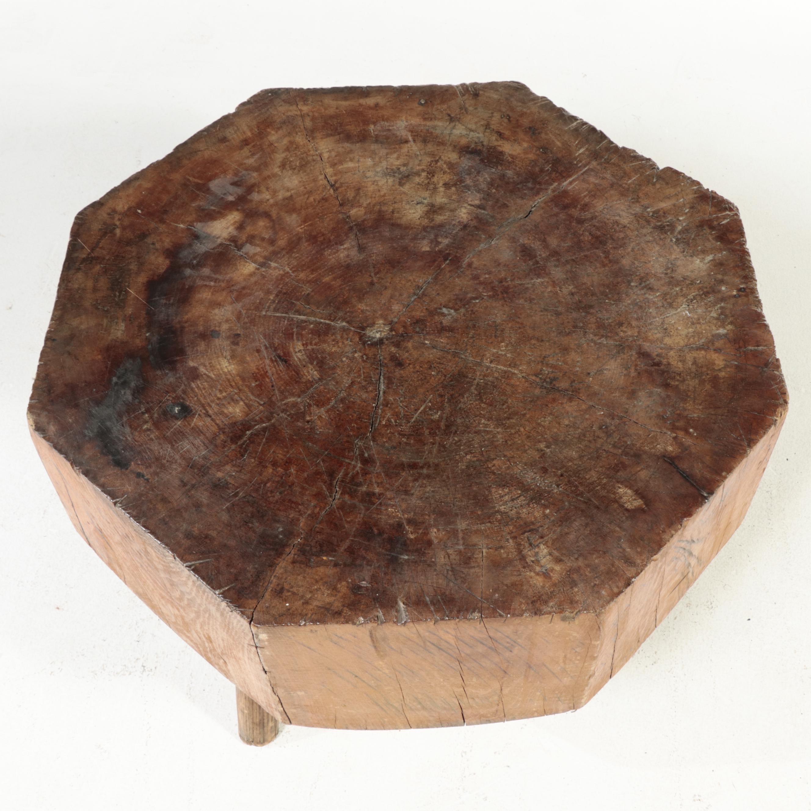 Maple and Oak Octagonal Butcher Block Table, Late 19th/Early 20th Century