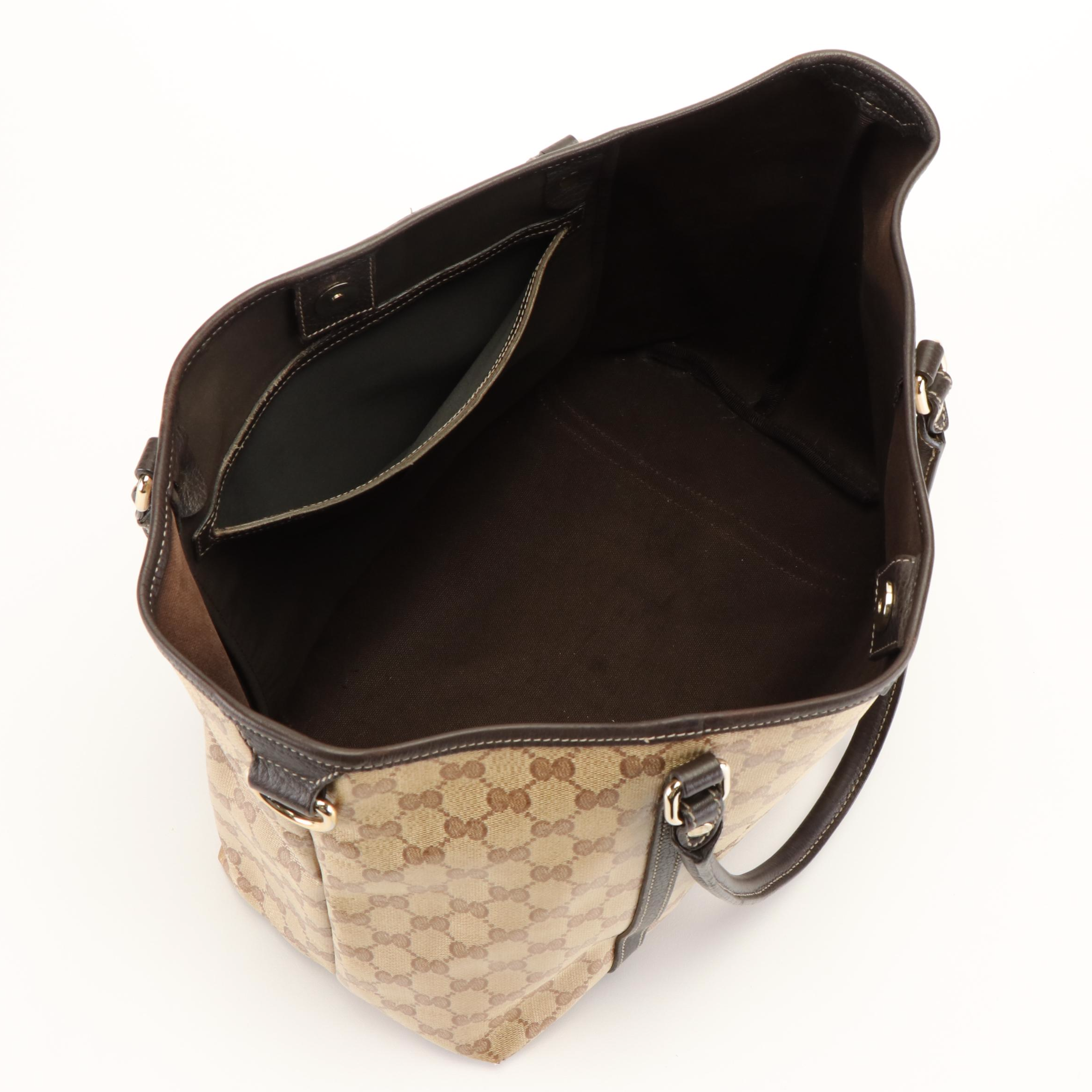 Gucci Crystal Monogram Tote in Beige Coated Canvas