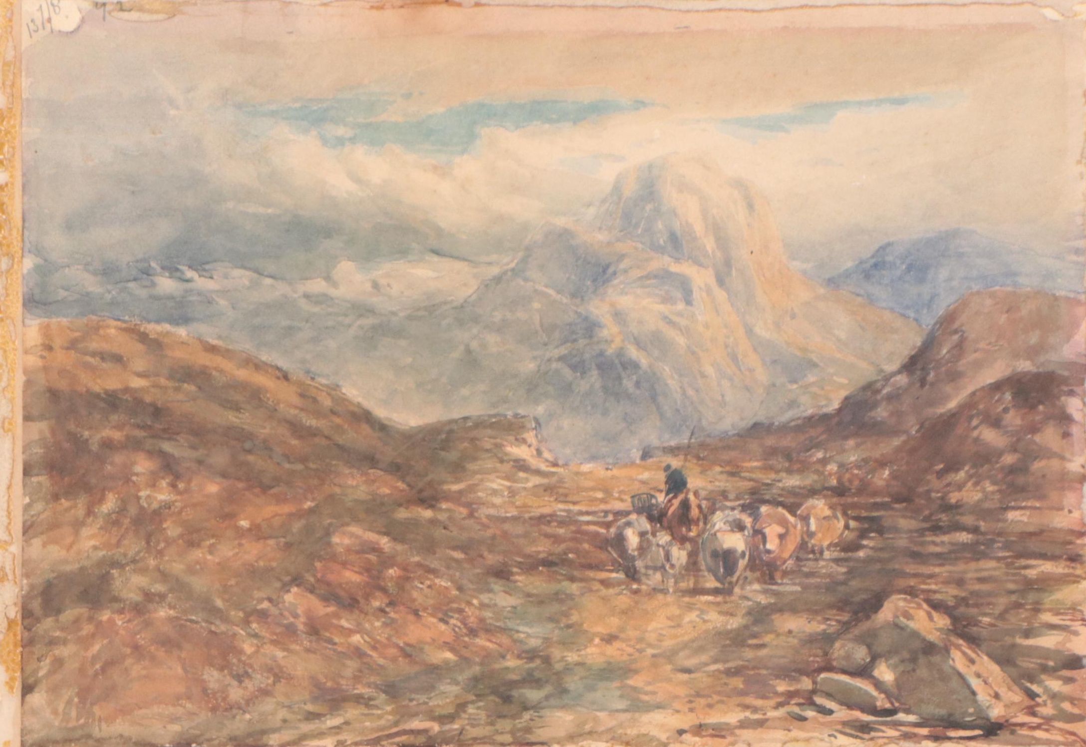 J. Knox Watercolor Painting of Coastal Landscape With Windmill, 1855; More