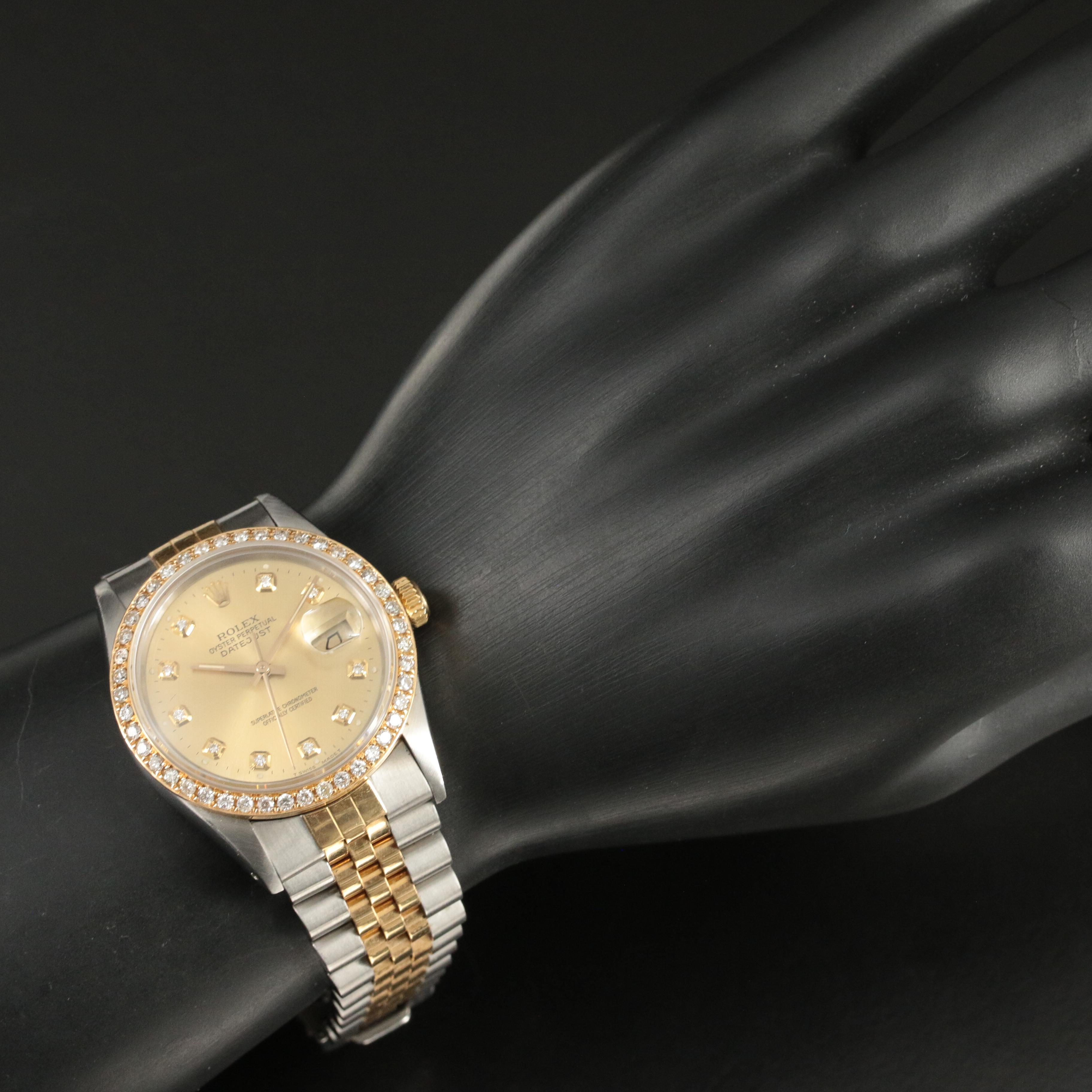 1985 Rolex Custom 1.31 CTW Diamond Dial and Bezel Datejust Watch