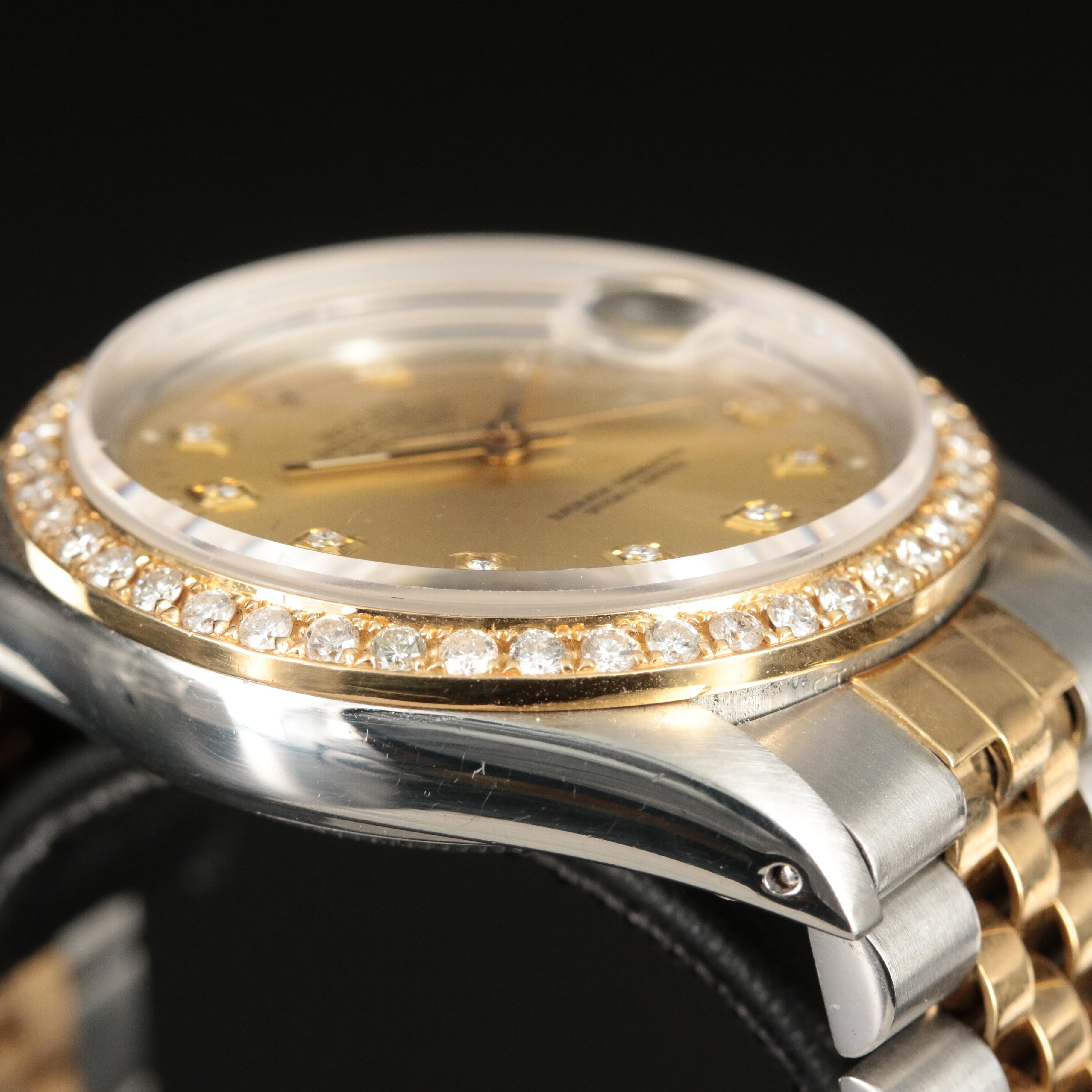 1985 Rolex Custom 1.31 CTW Diamond Dial and Bezel Datejust Watch