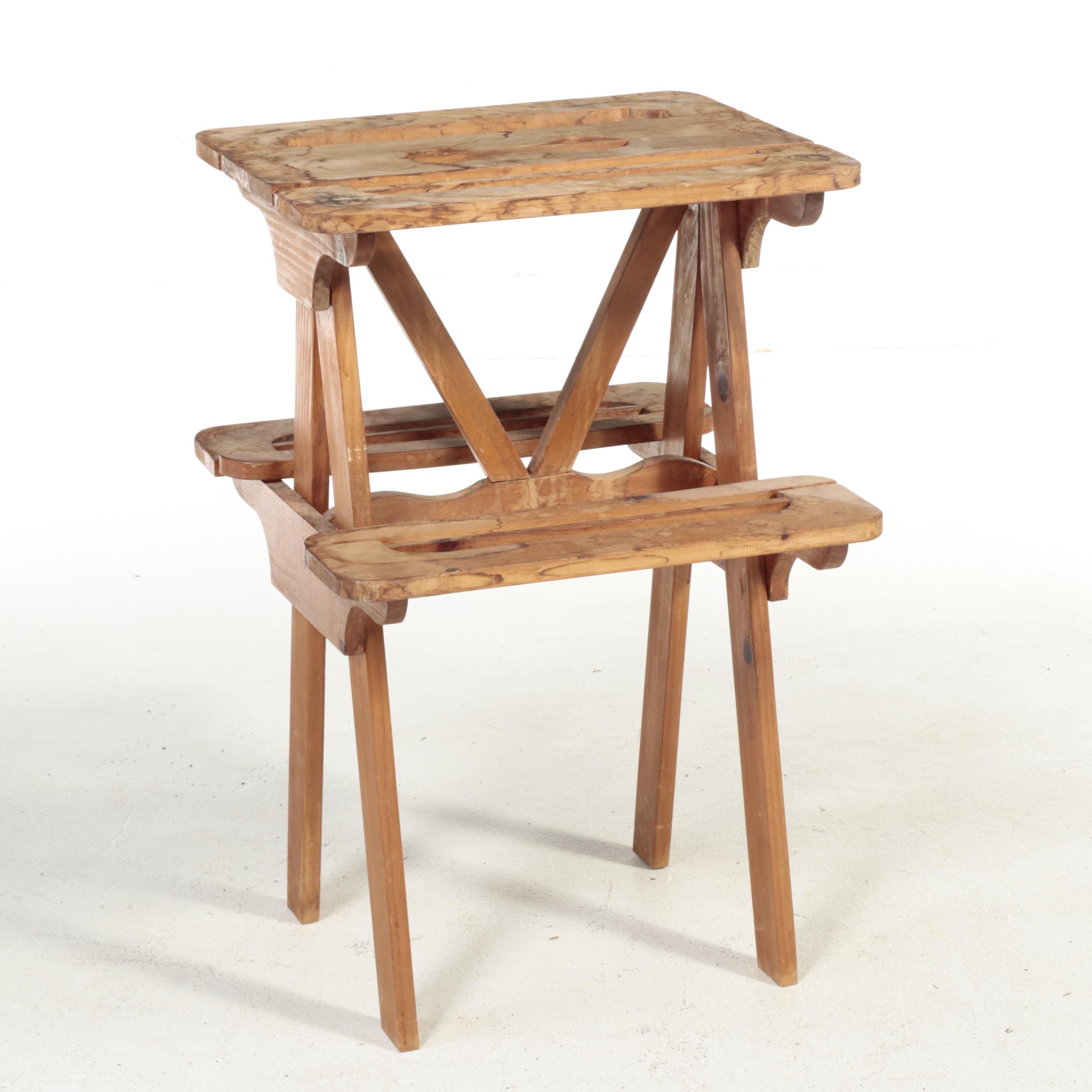 American Primitive Style Pine Two-Tier A-Frame Plant Stand, Late 20th Century