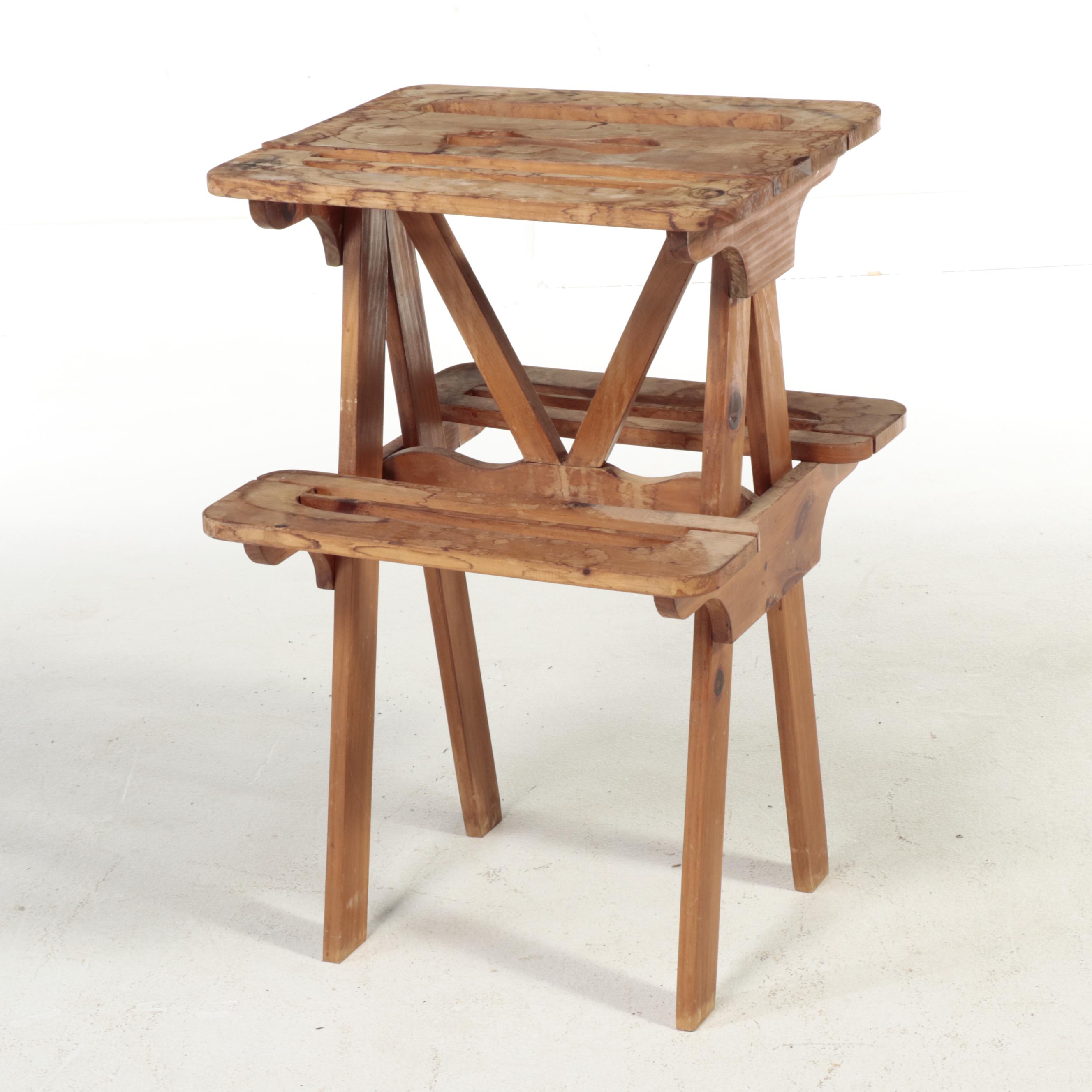 American Primitive Style Pine Two-Tier A-Frame Plant Stand, Late 20th Century