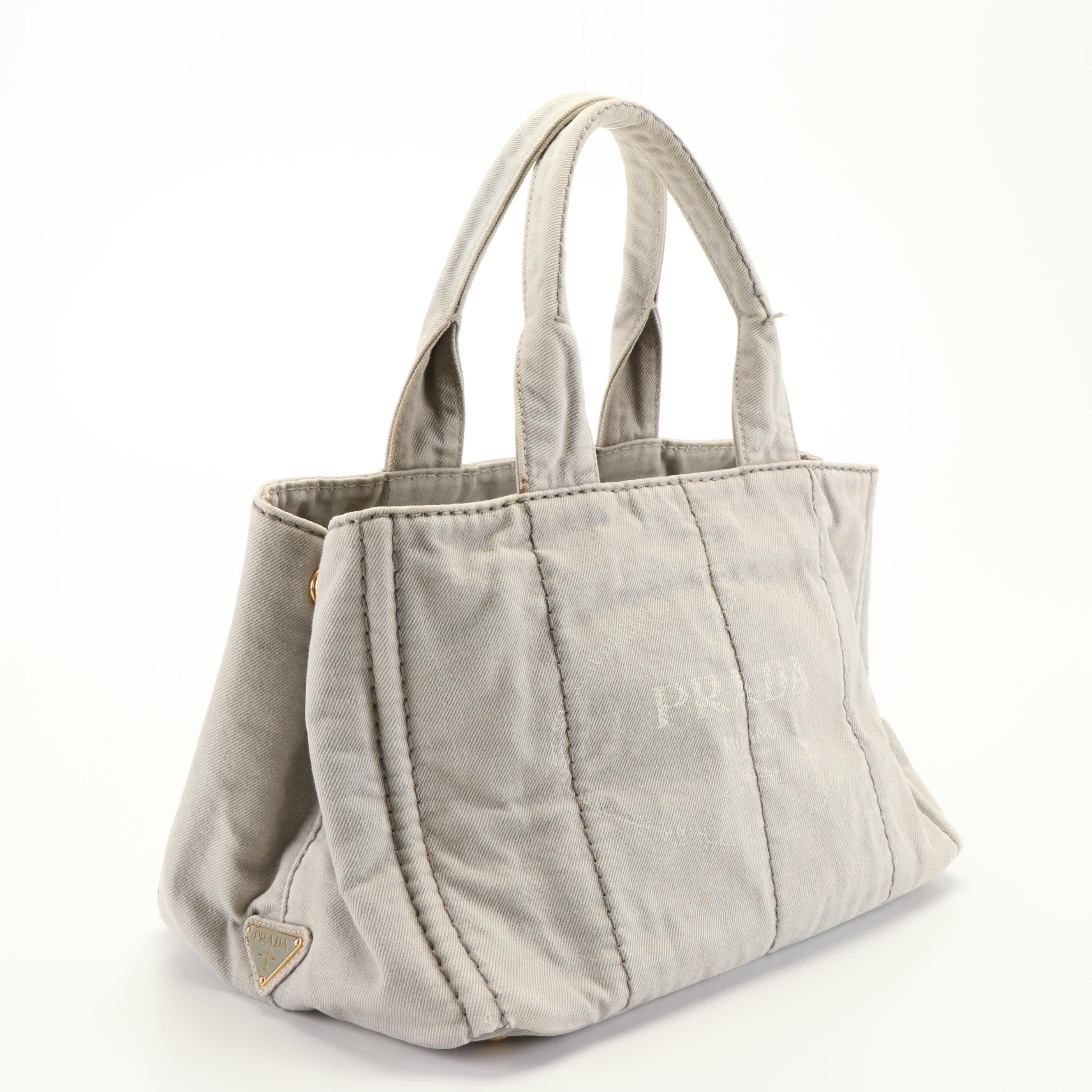 Prada Canapa Logo Denim Tote Bag
