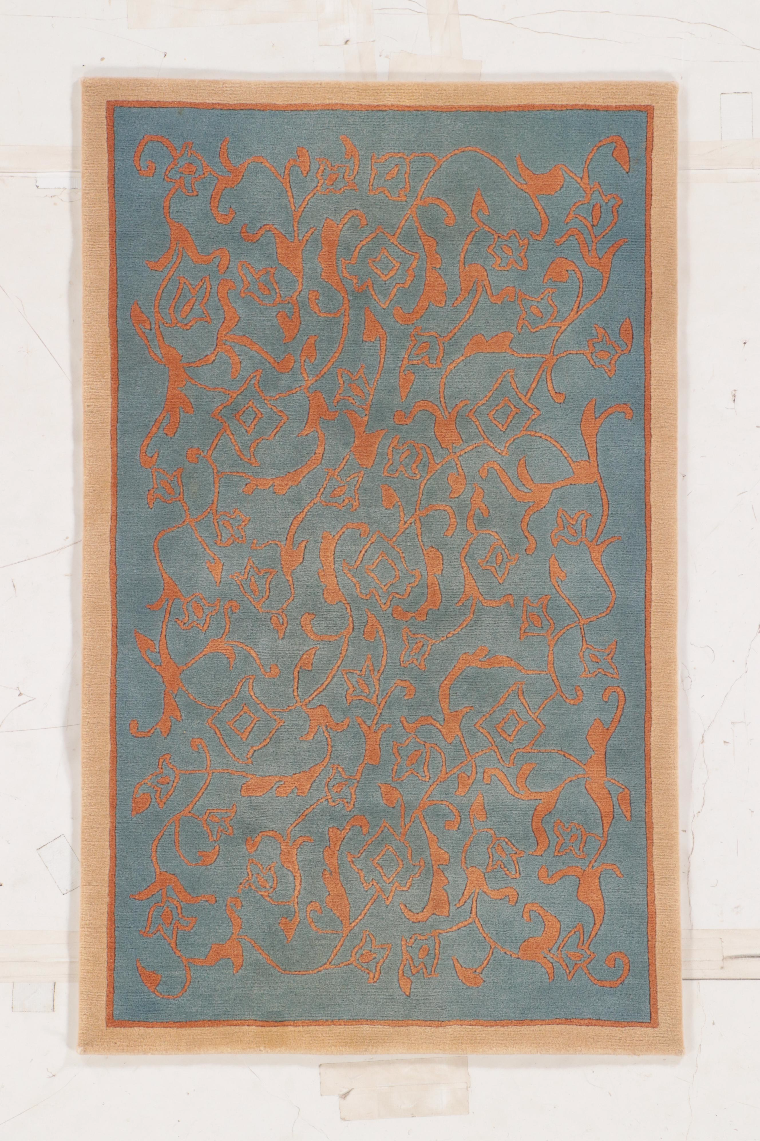 Two Hand-Tufted Contemporary Floral Area Rugs