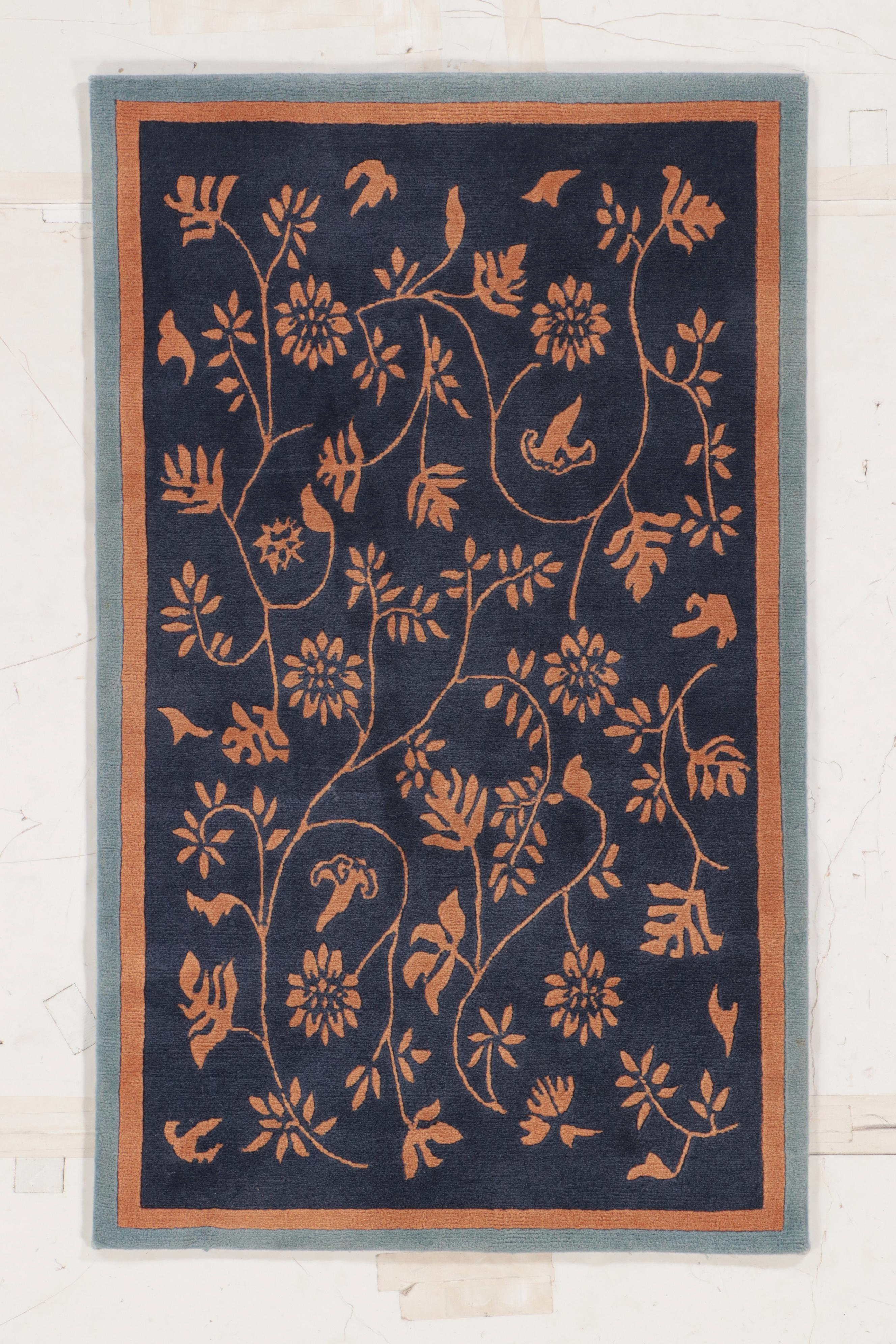 Two Hand-Tufted Contemporary Floral Area Rugs