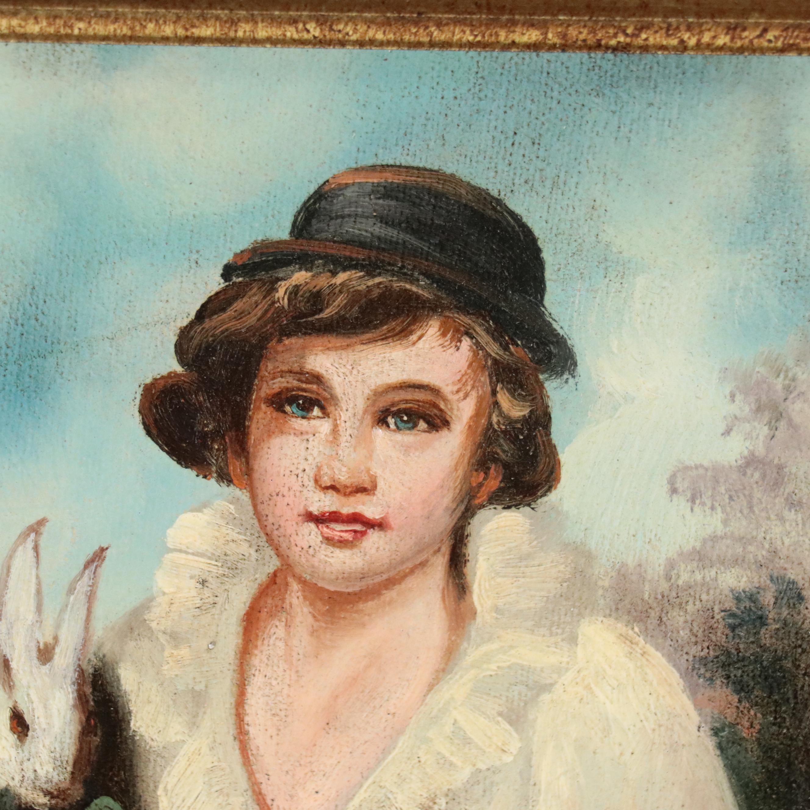 Oil Painting After Sir Henry Raeburn "Boy and Rabbit"