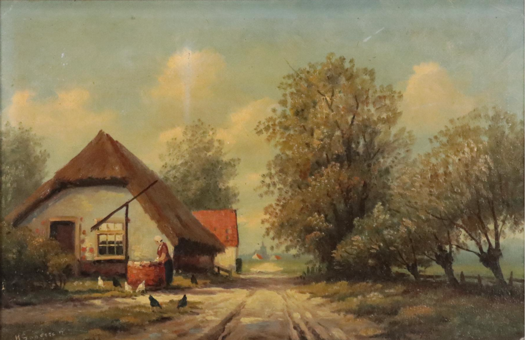 European Farm Landscape Oil Painting