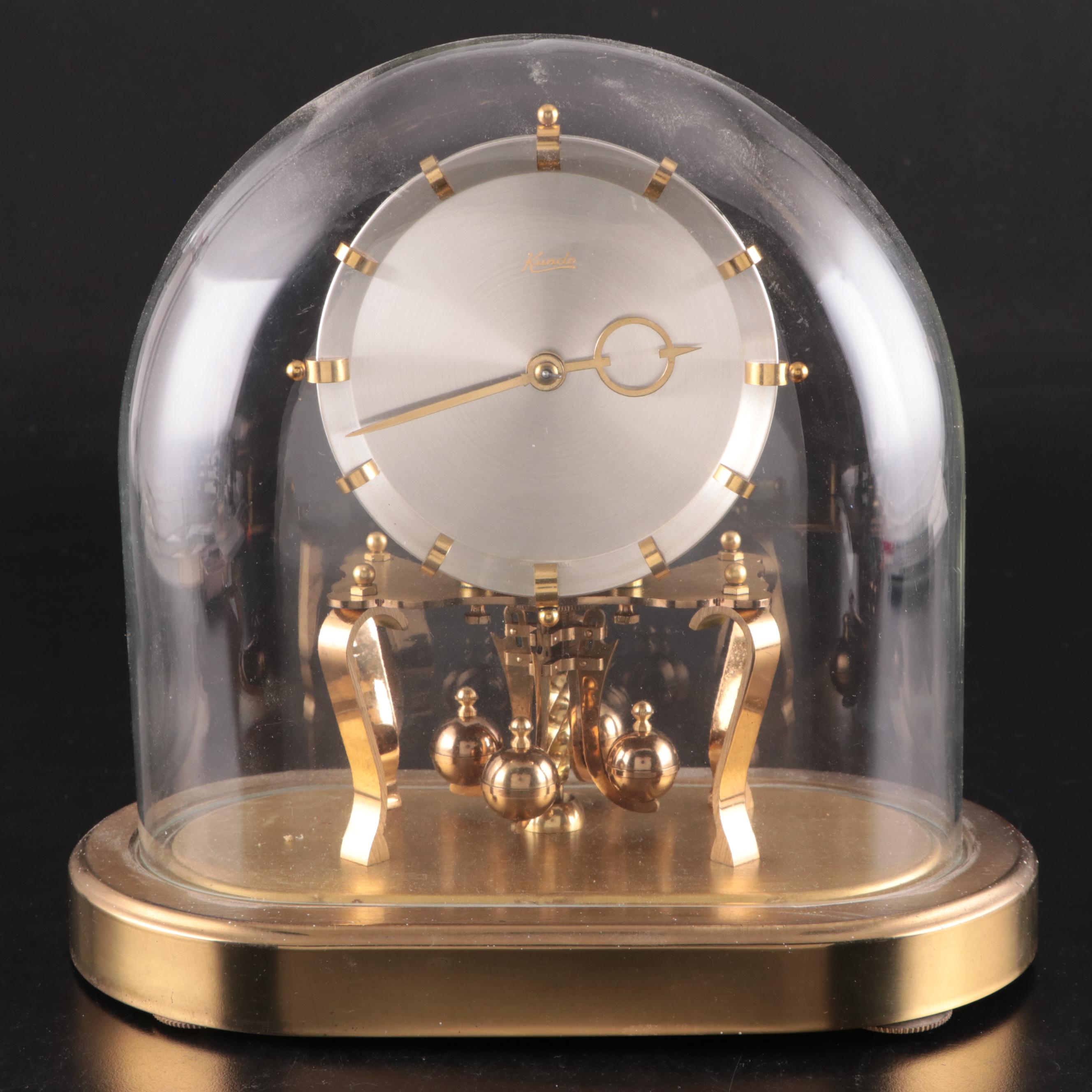 Kundo Brass and Glass 400 Day Anniversary Clock, Mid-20th Century