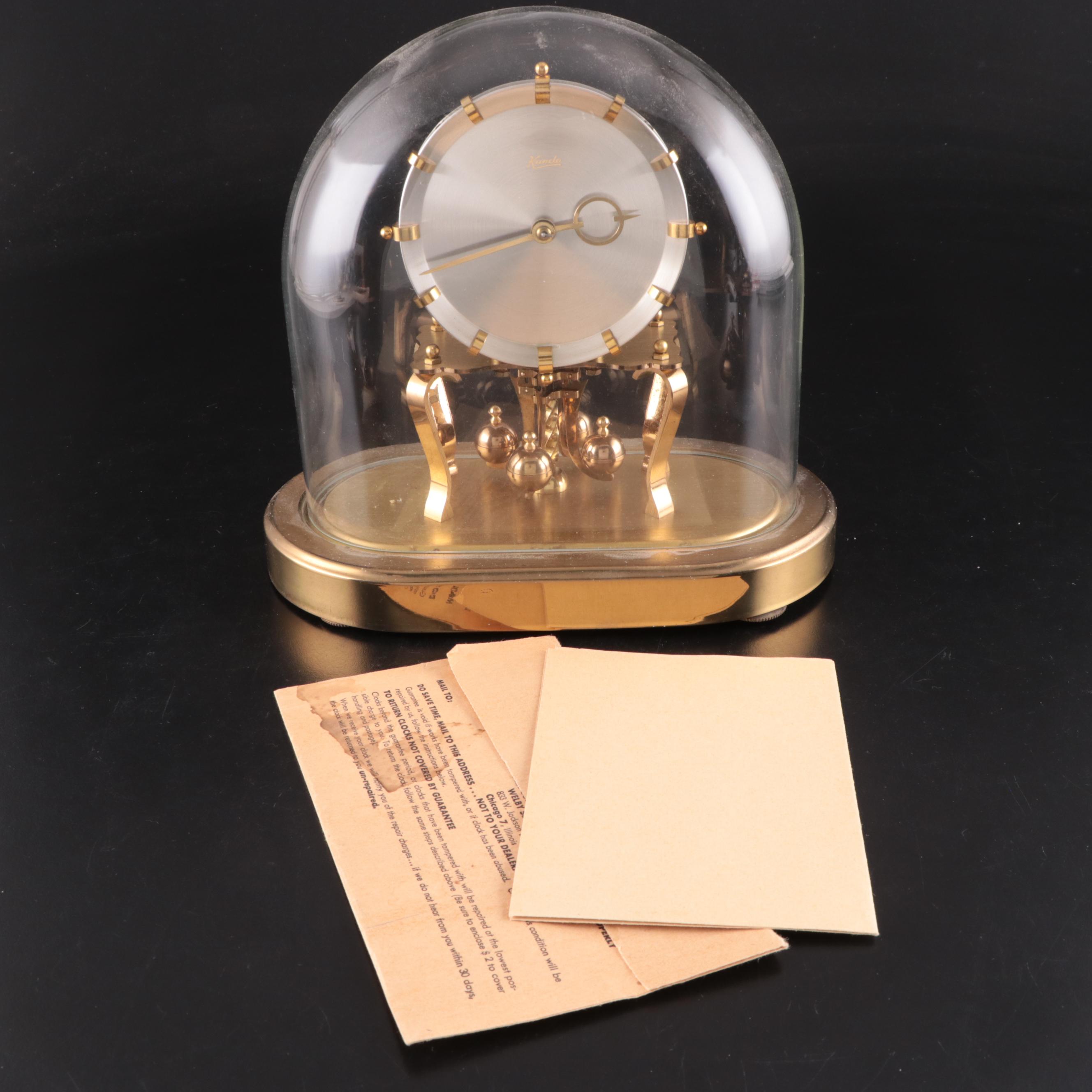 Kundo Brass and Glass 400 Day Anniversary Clock, Mid-20th Century