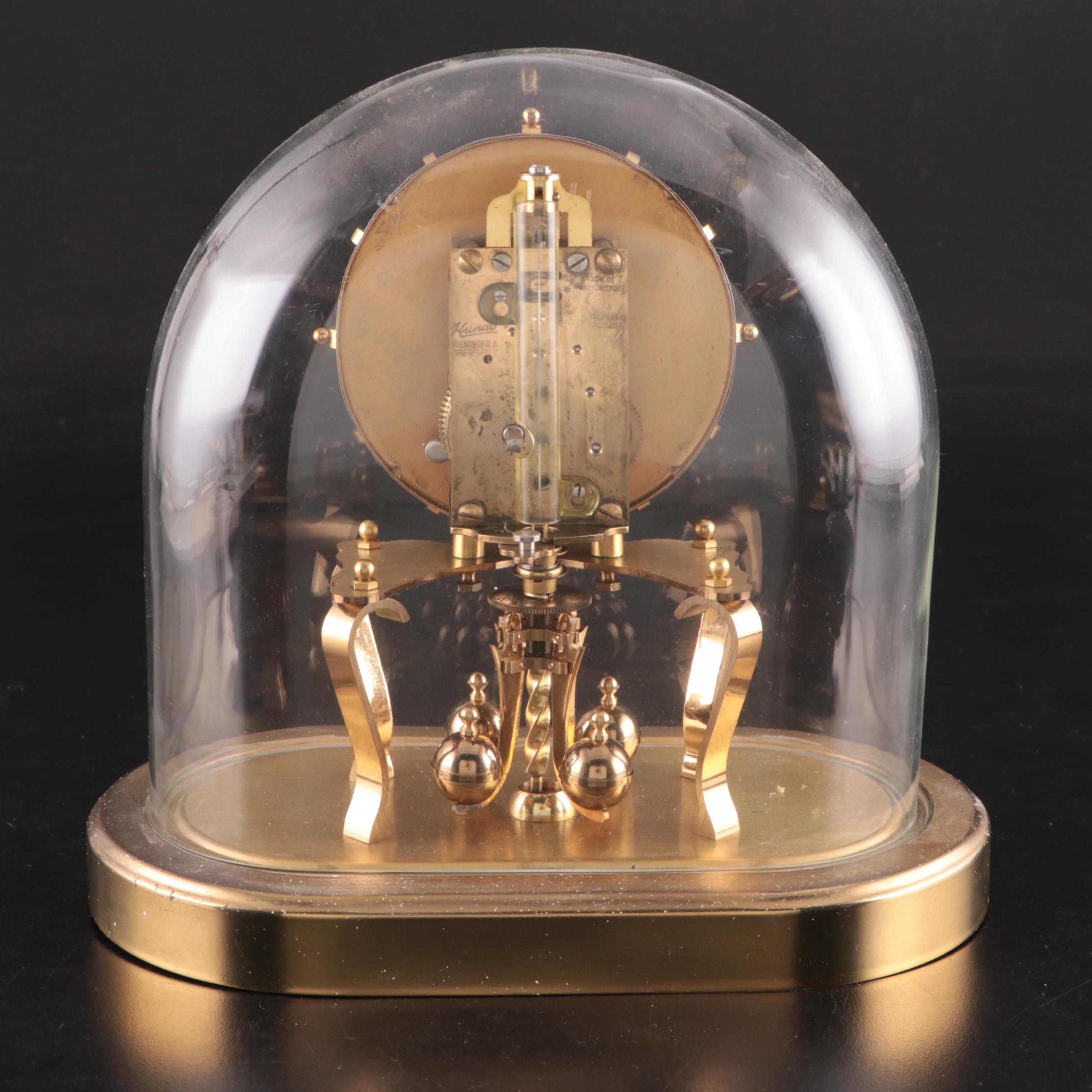 Kundo Brass and Glass 400 Day Anniversary Clock, Mid-20th Century