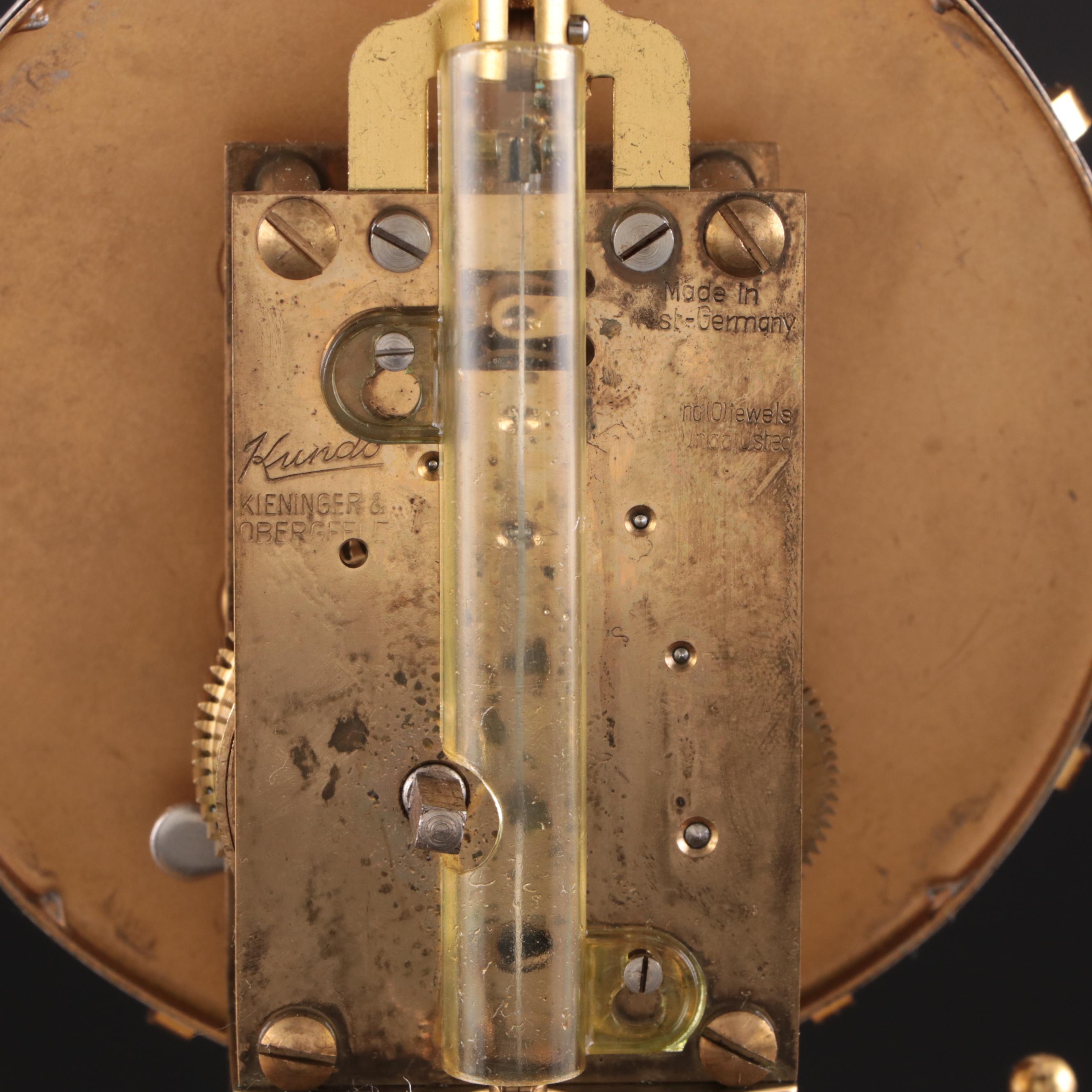 Kundo Brass and Glass 400 Day Anniversary Clock, Mid-20th Century