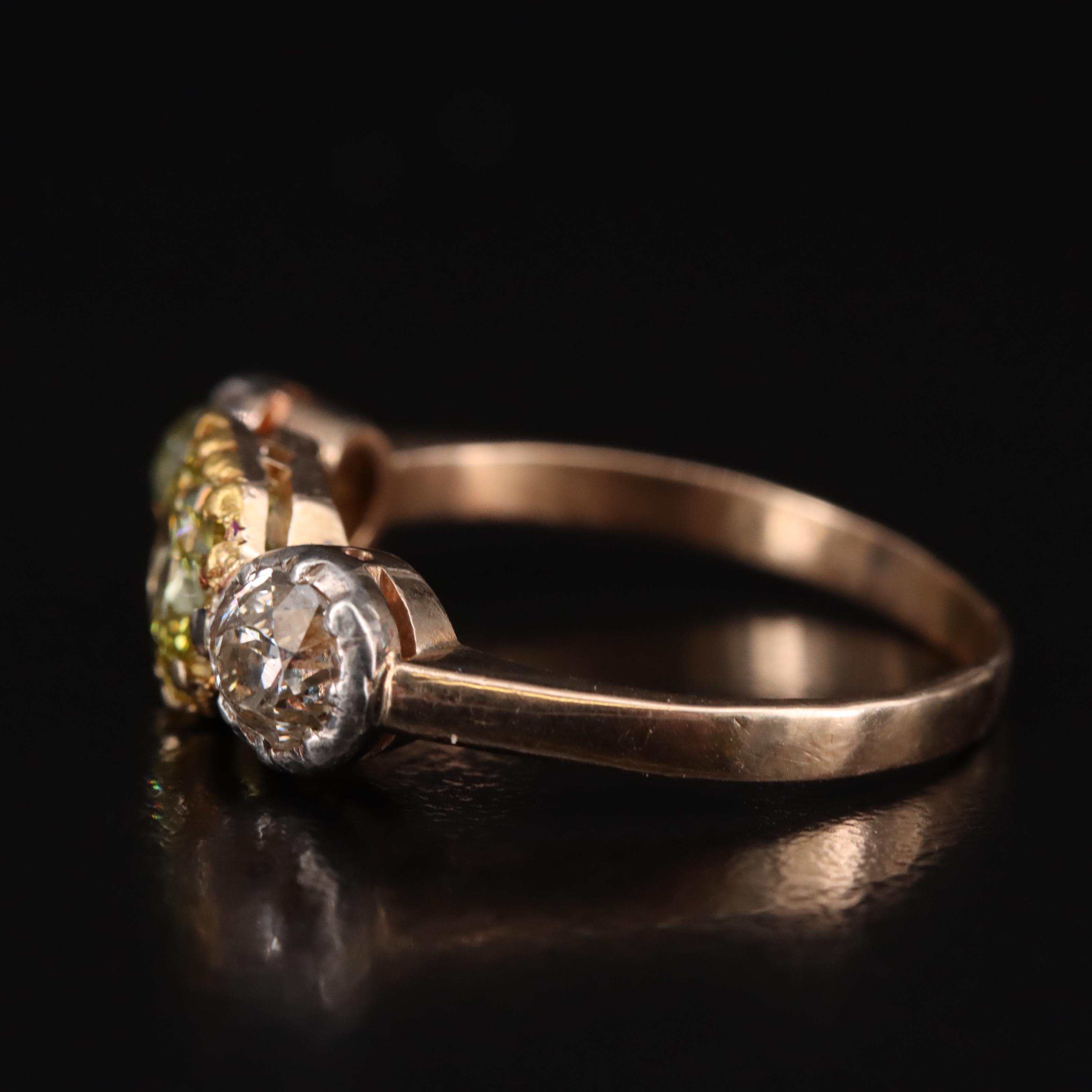 Vintage 14K Rose Gold 2.21 CTW Diamond Ring with Fancy Vivid Yellow Center