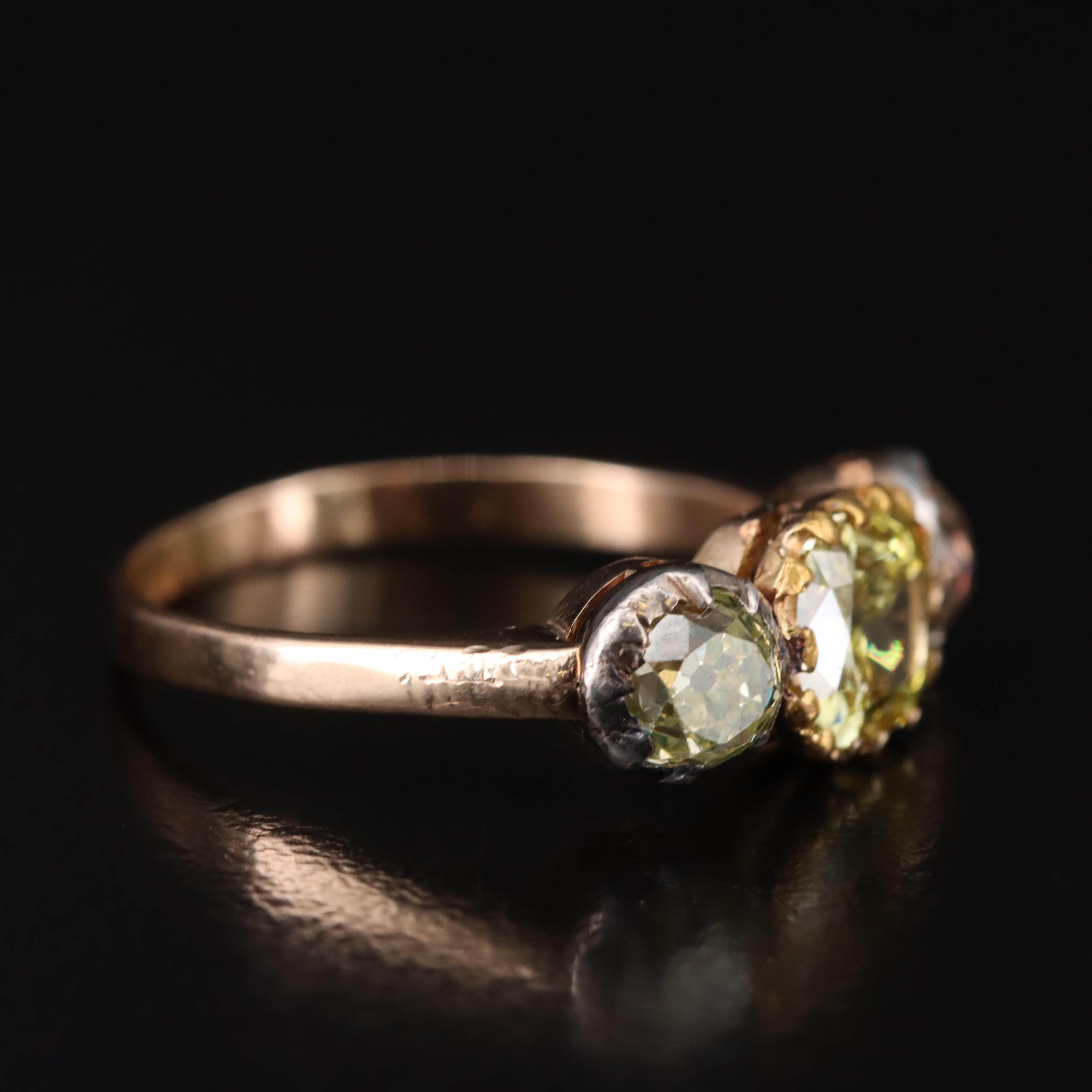 Vintage 14K Rose Gold 2.21 CTW Diamond Ring with Fancy Vivid Yellow Center