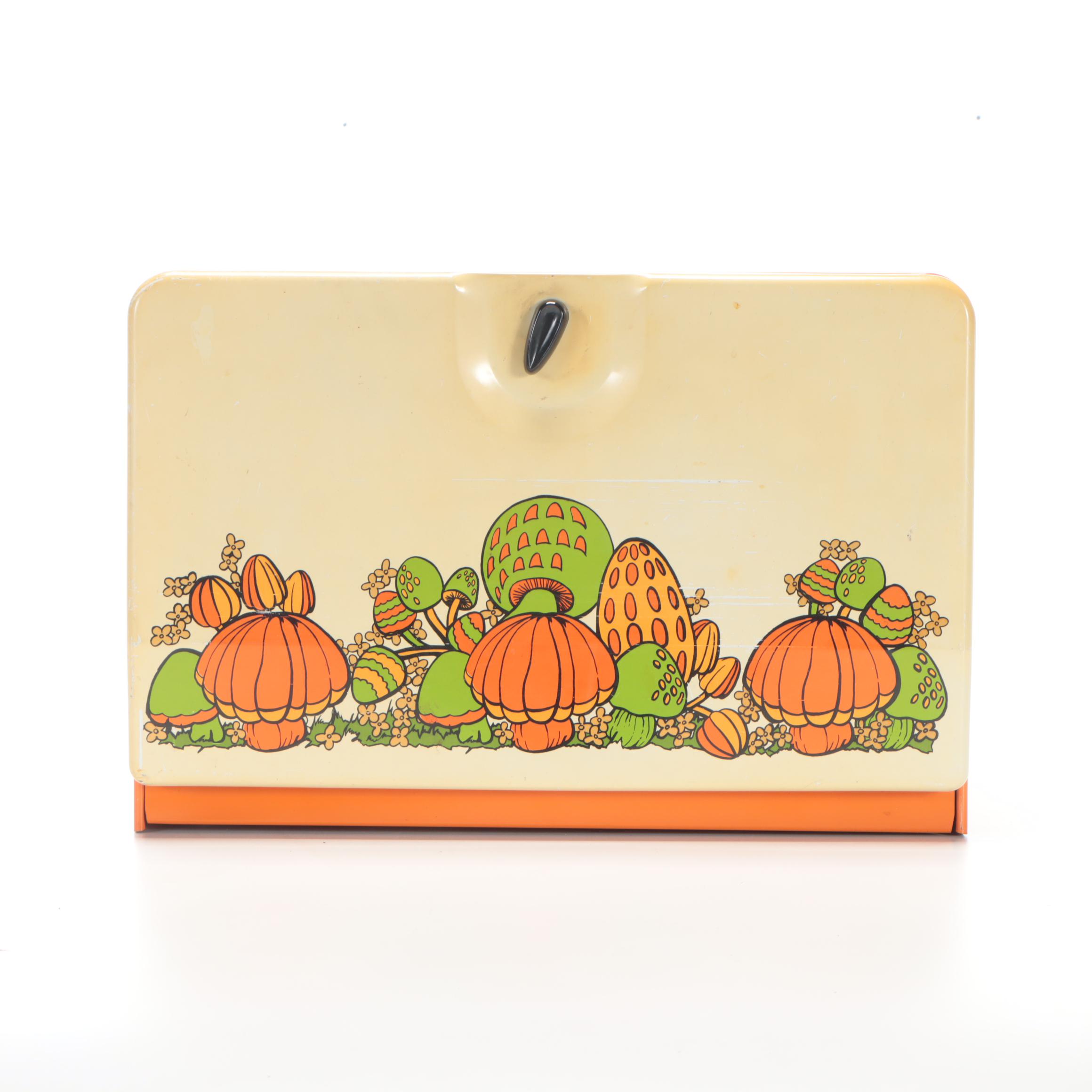 Mushroom Burnt Orange Metal Bread Box, 1970s