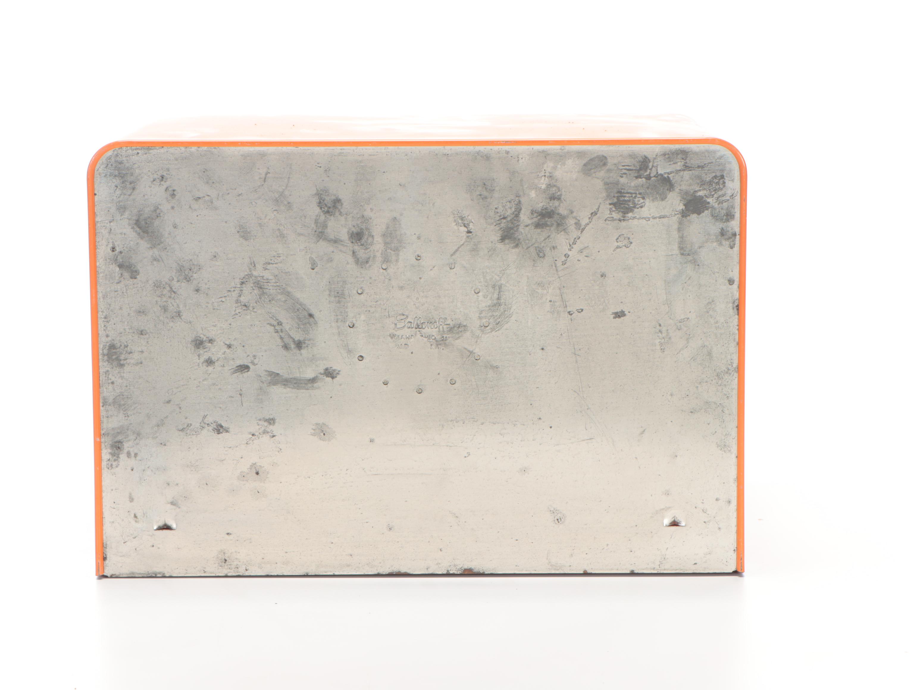 Mushroom Burnt Orange Metal Bread Box, 1970s