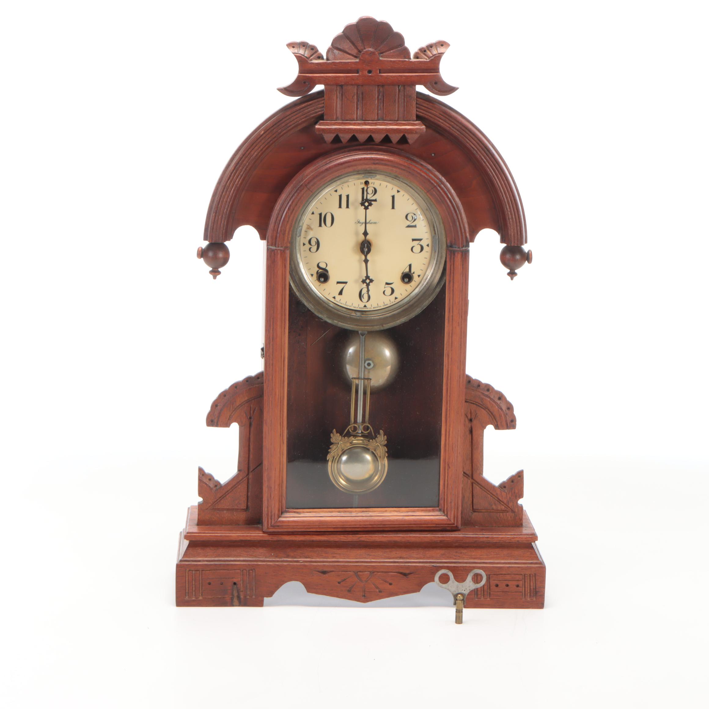 Ingraham Wooden Gingerbread Mantel Clock, Early 20th Century