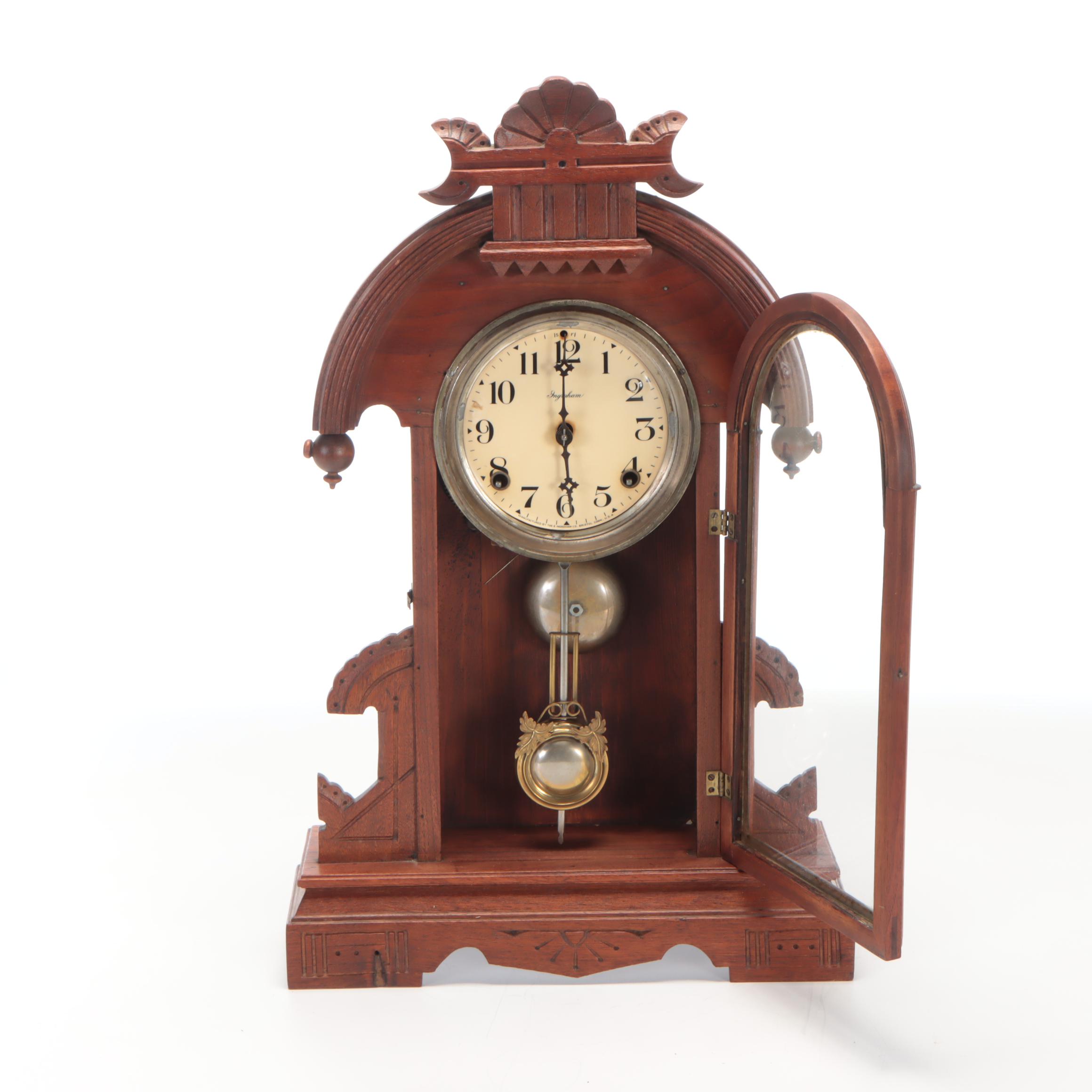 Ingraham Wooden Gingerbread Mantel Clock, Early 20th Century