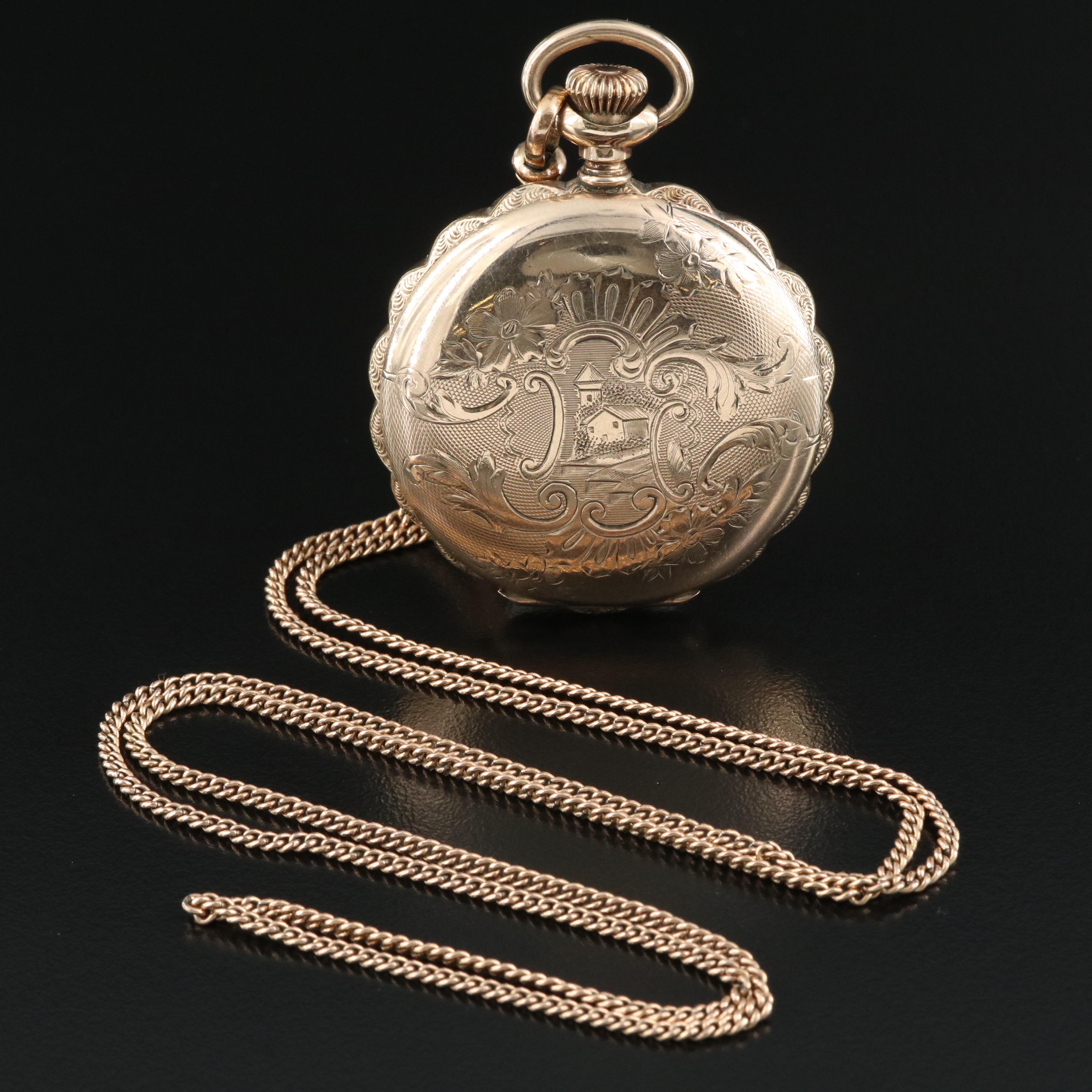 1913 Elgin Gold-Filled, Scalloped-Edge Hunting Case Pocket Watch