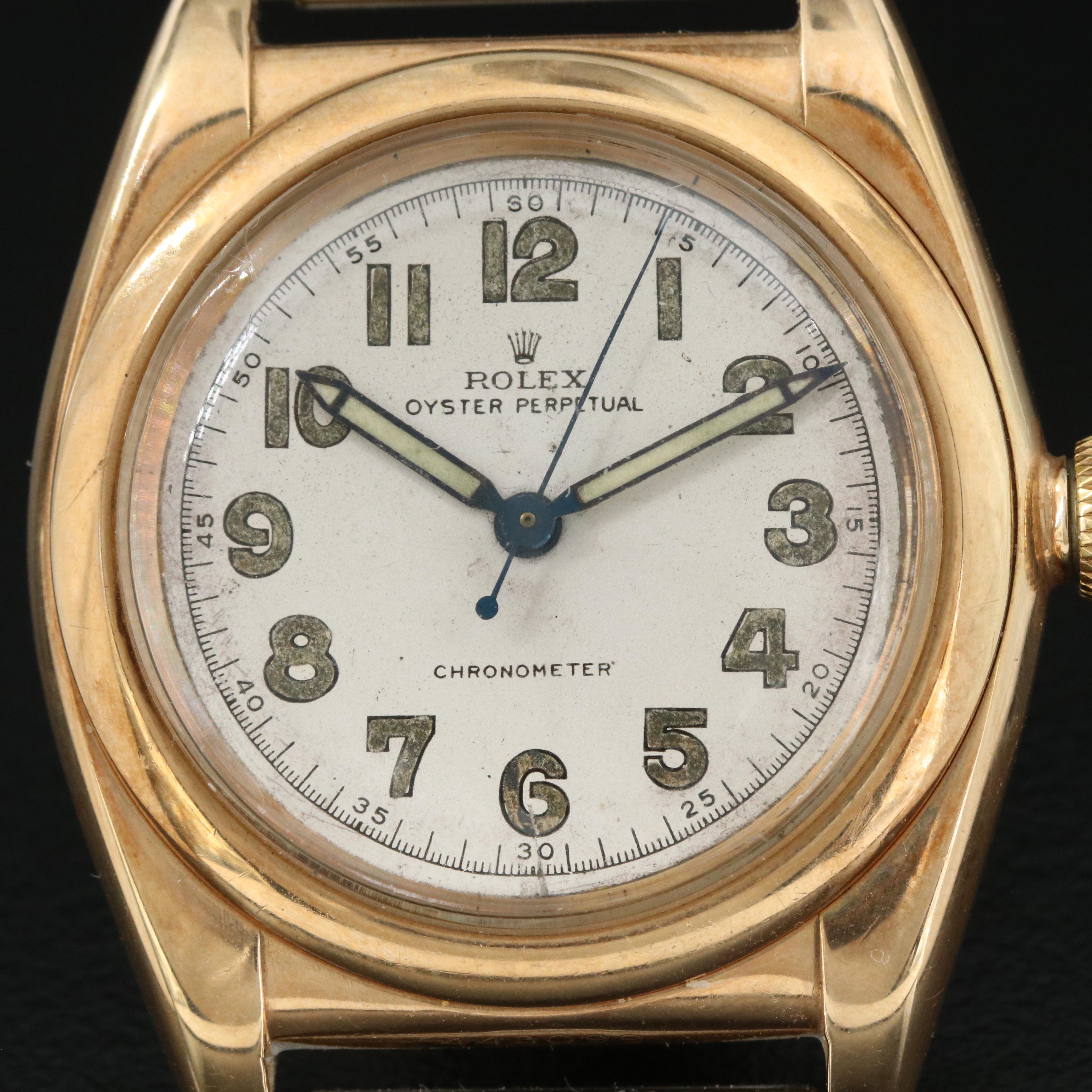 14K Rolex Oyster Perpetual Bubbleback Midsize Watch