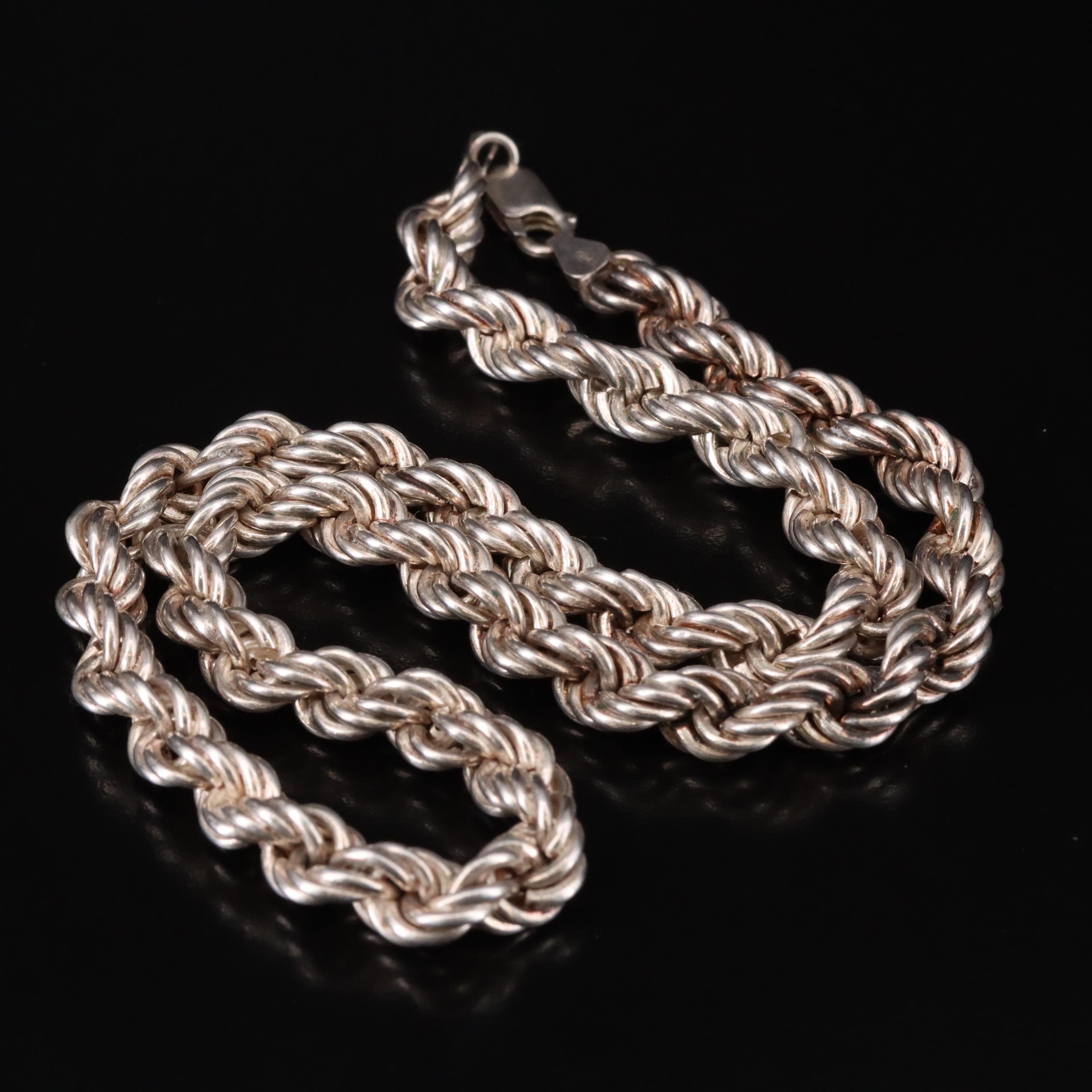 Italian Sterling Rope Chain Necklace