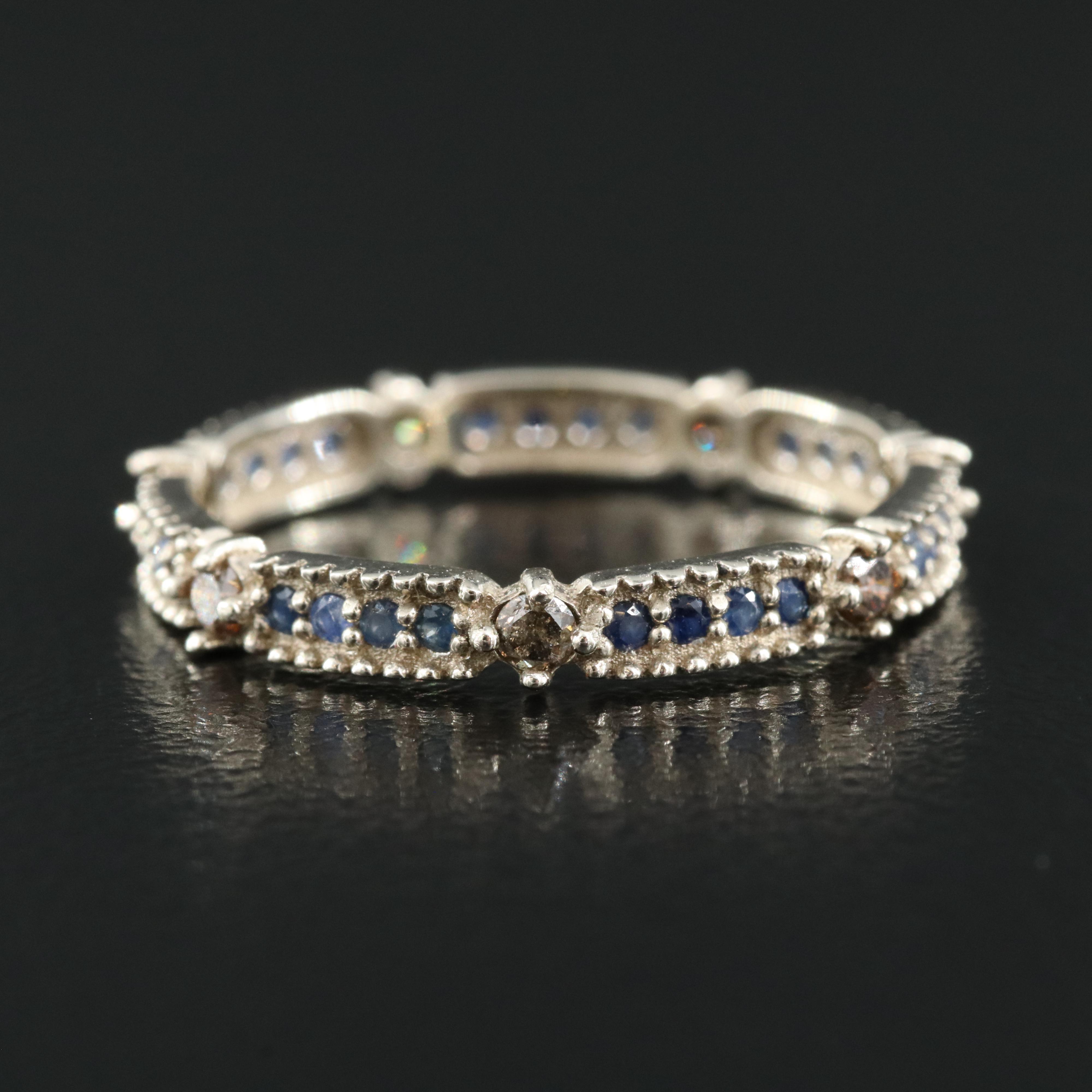 14K Sapphire and Diamond Eternity Band