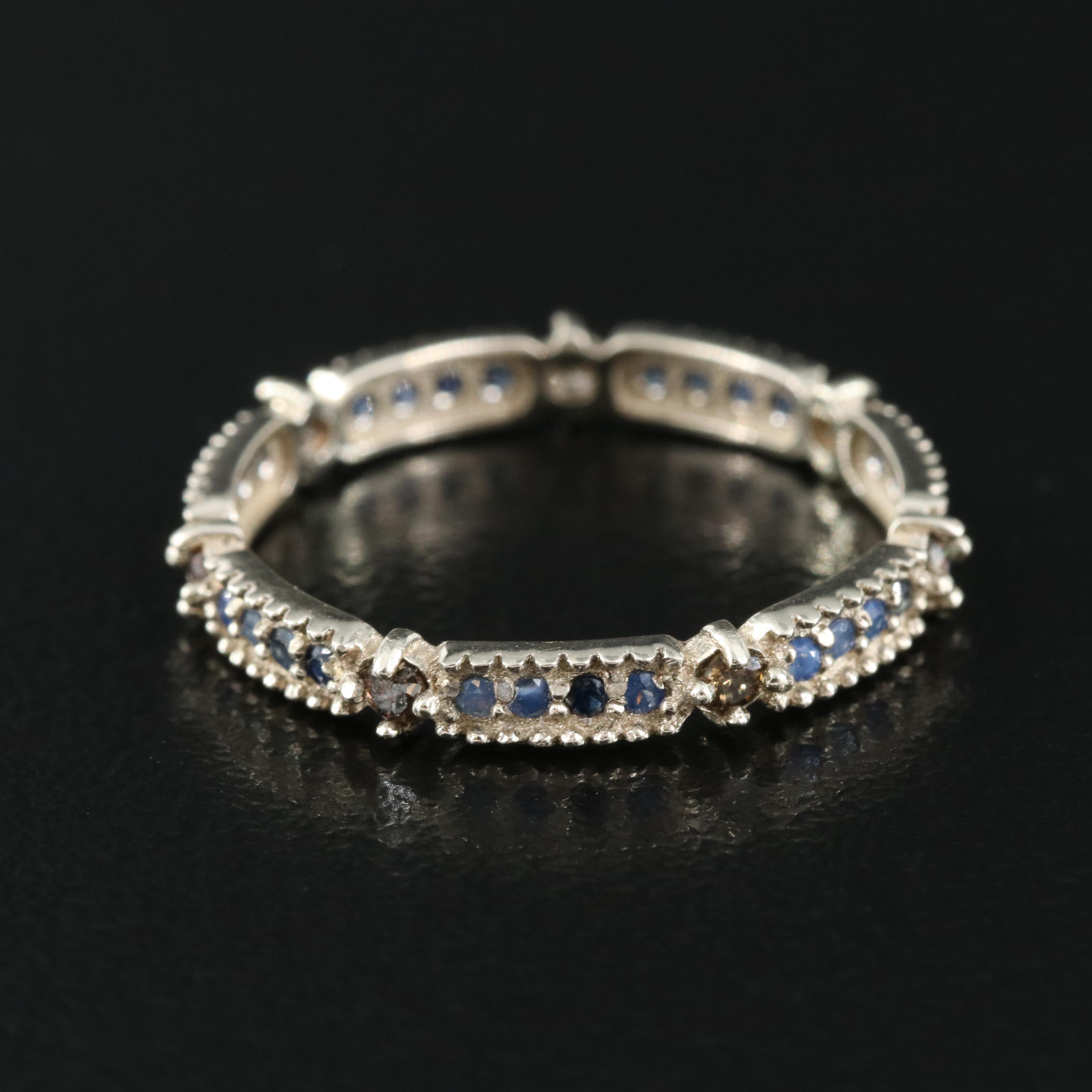 14K Sapphire and Diamond Eternity Band