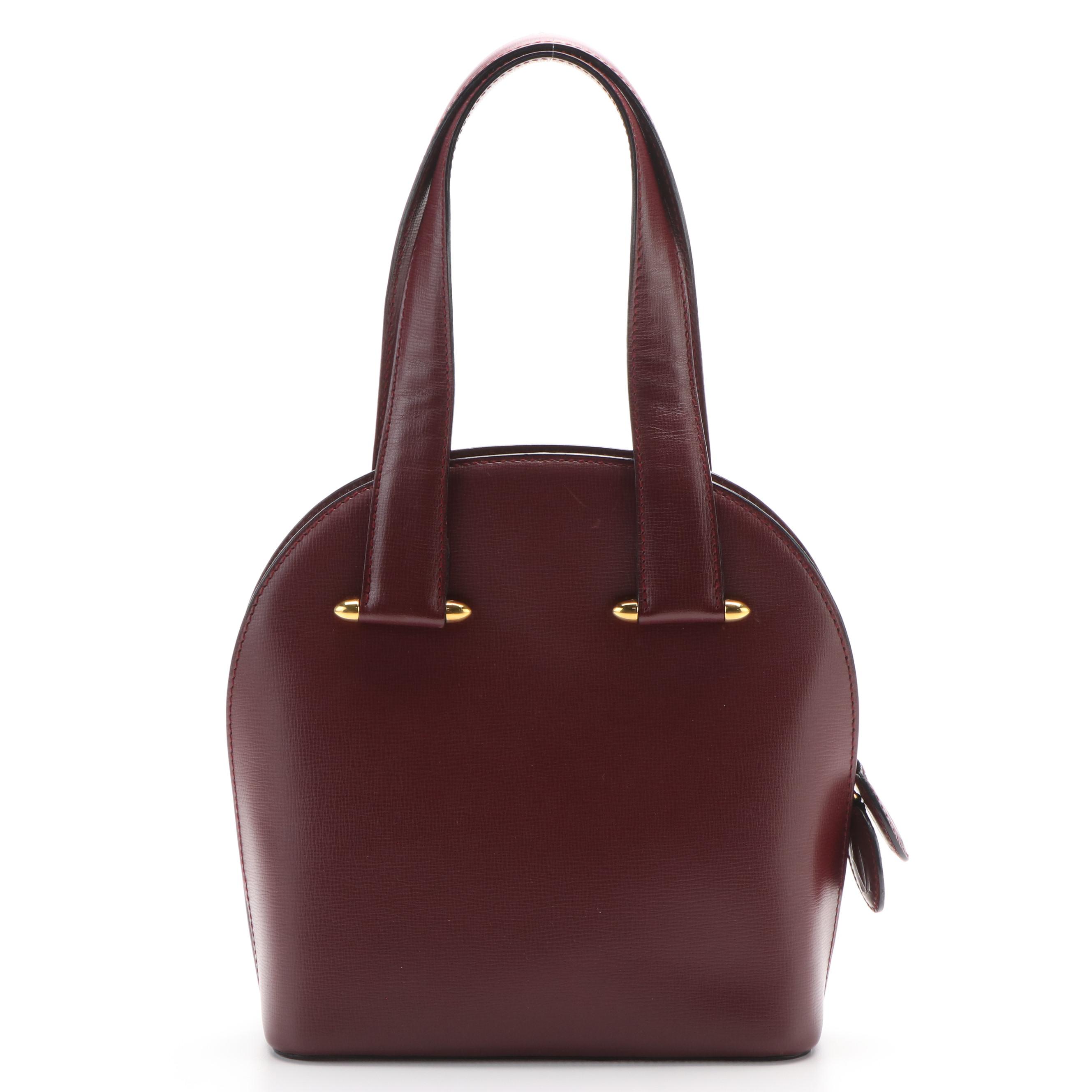 Cartier Rounder Burgundy Leather Tote Bag