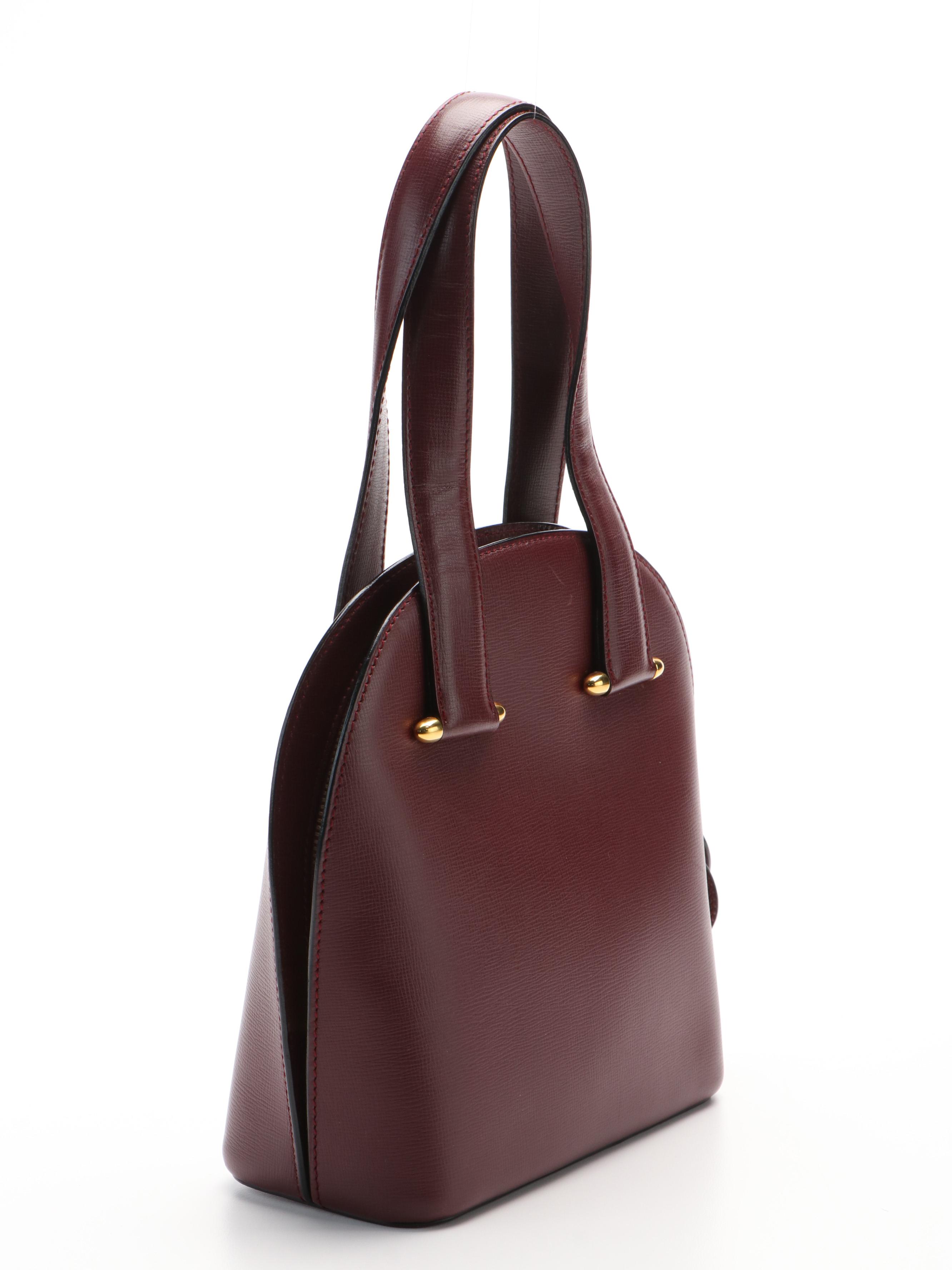 Cartier Rounder Burgundy Leather Tote Bag