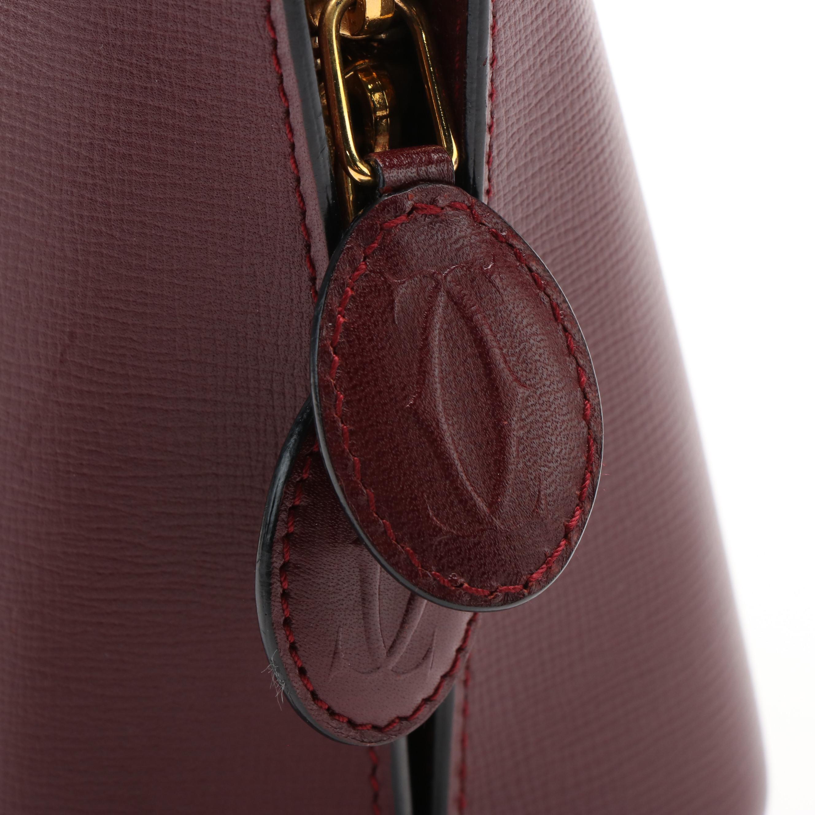Cartier Rounder Burgundy Leather Tote Bag