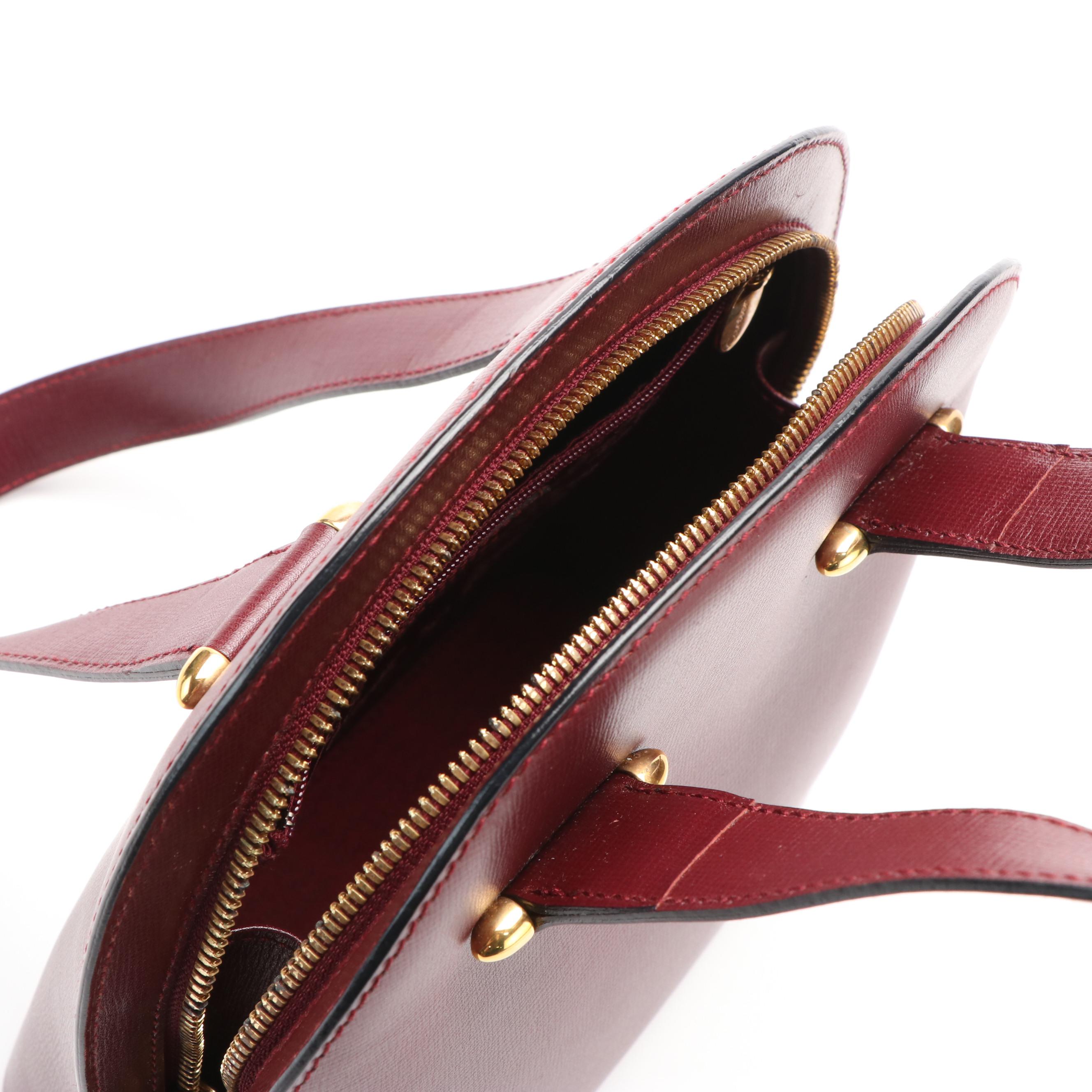 Cartier Rounder Burgundy Leather Tote Bag