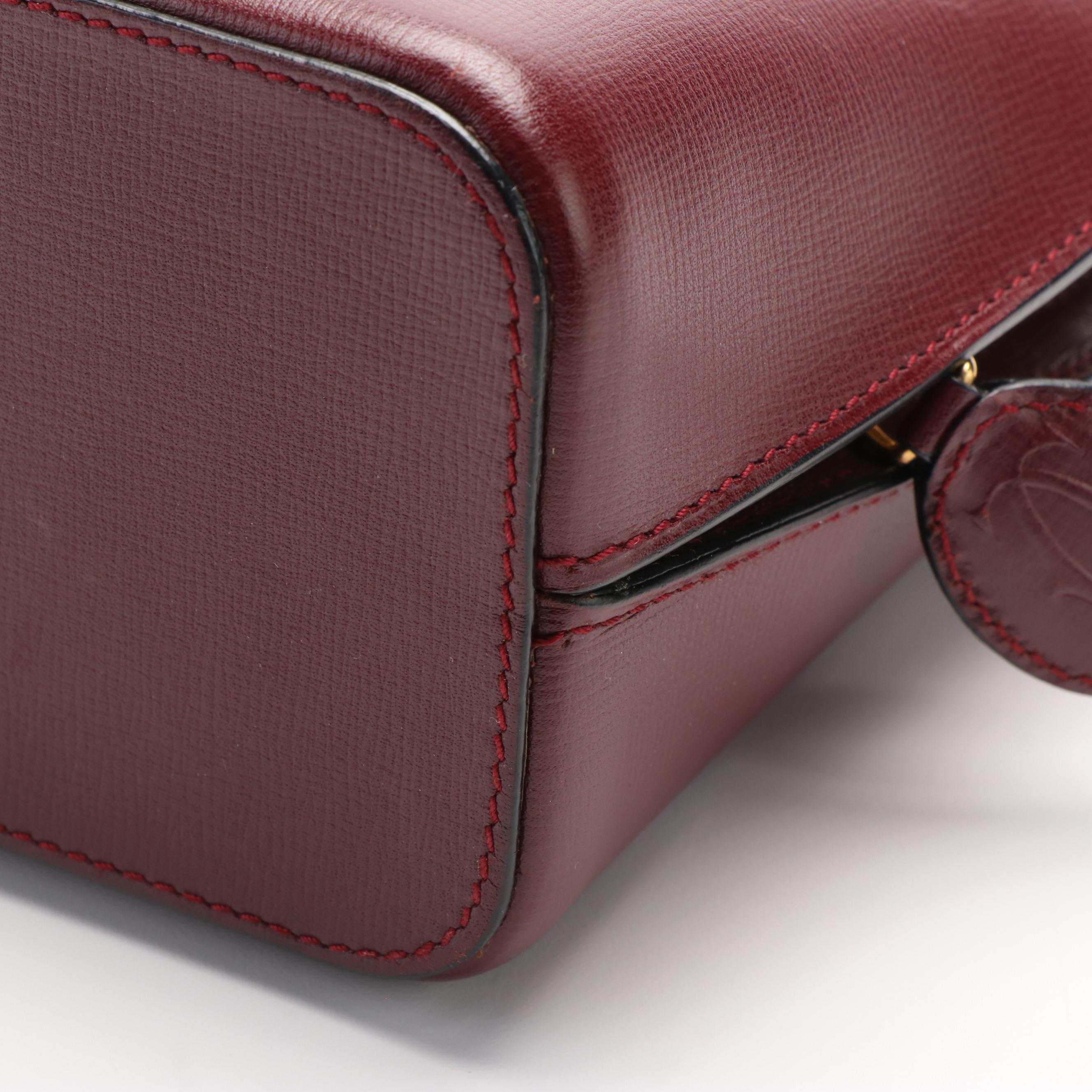 Cartier Rounder Burgundy Leather Tote Bag