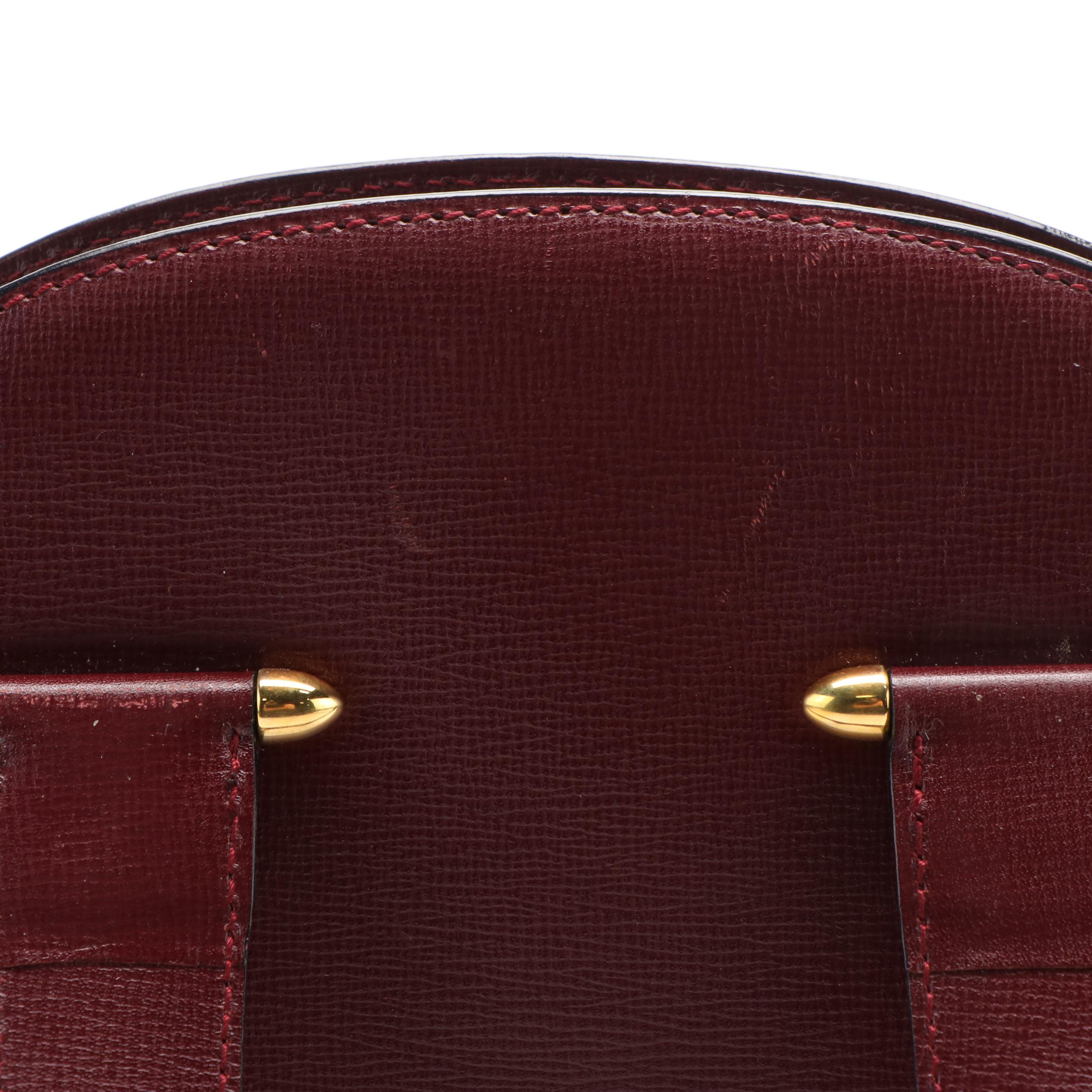 Cartier Rounder Burgundy Leather Tote Bag