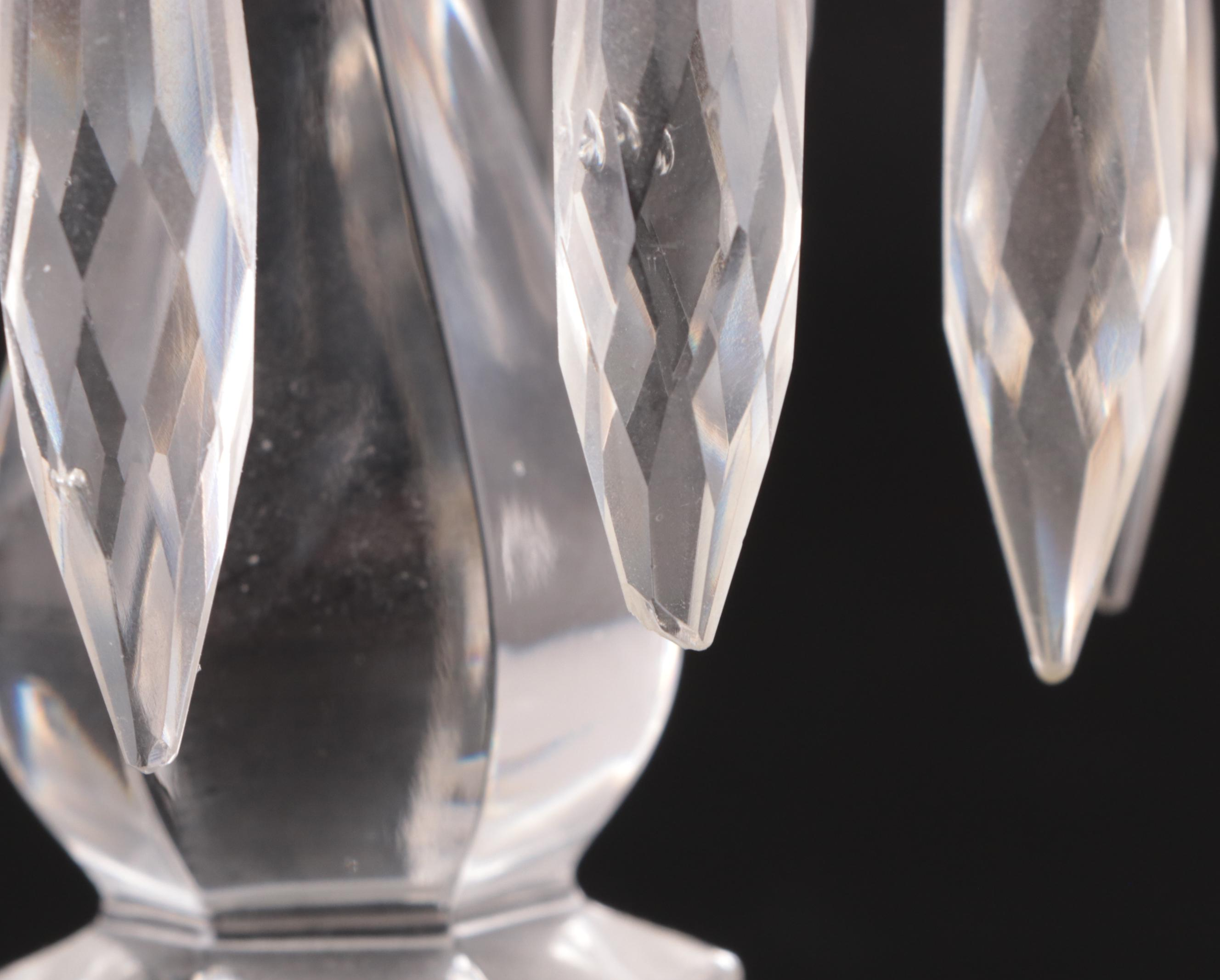 Victorian Style Glass Candlesticks with Crystal Prisms, 20th Century