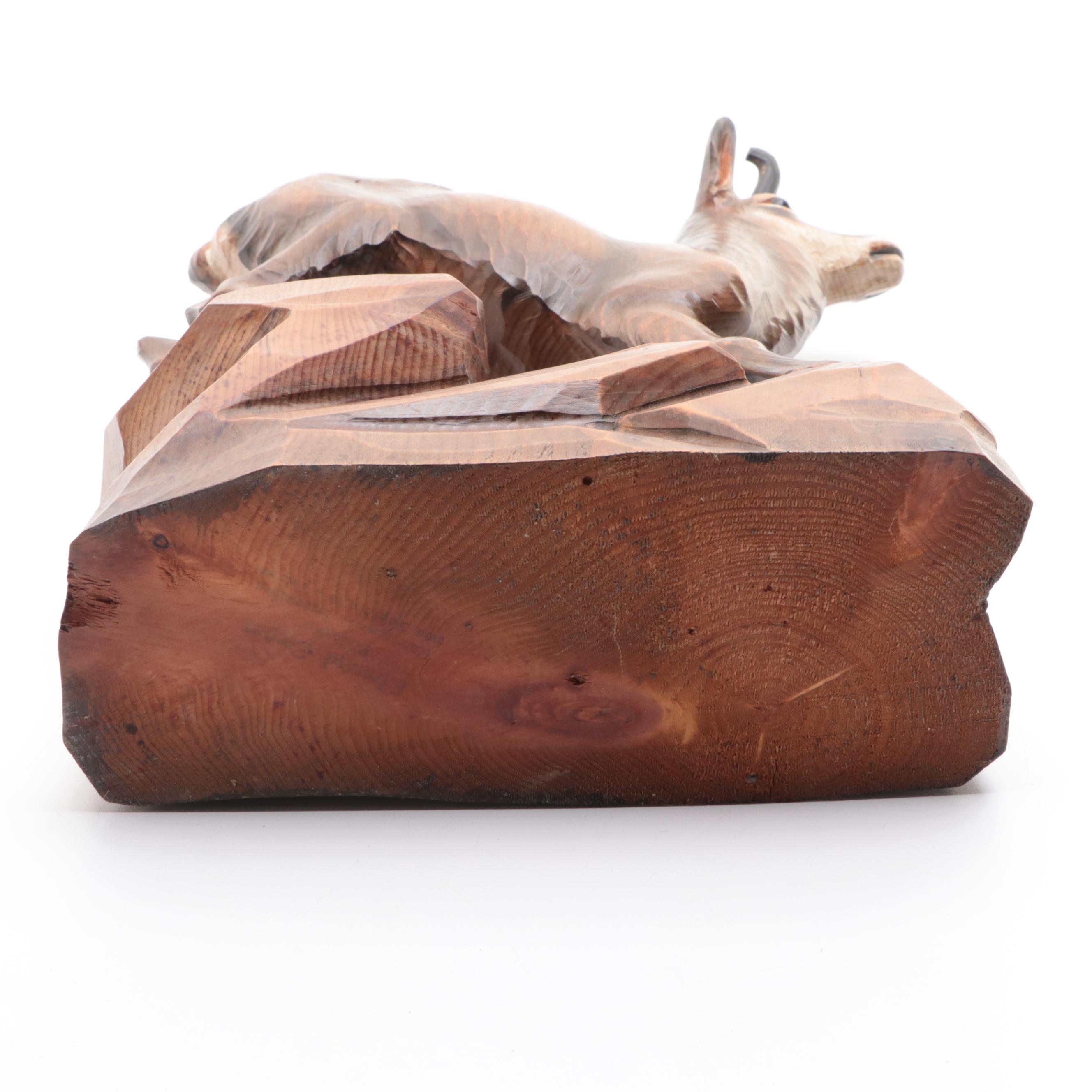 Hand Carved Wood Deer Figurine