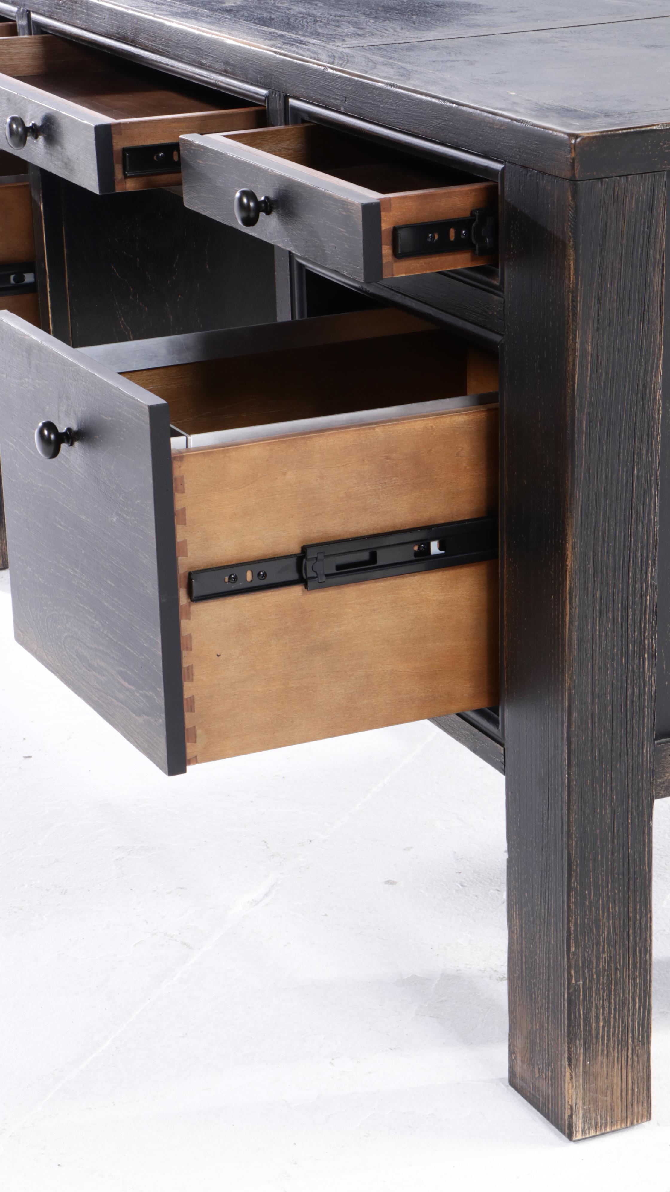 Pottery Barn "Dawson" Executive Desk in Weathered Black Finish