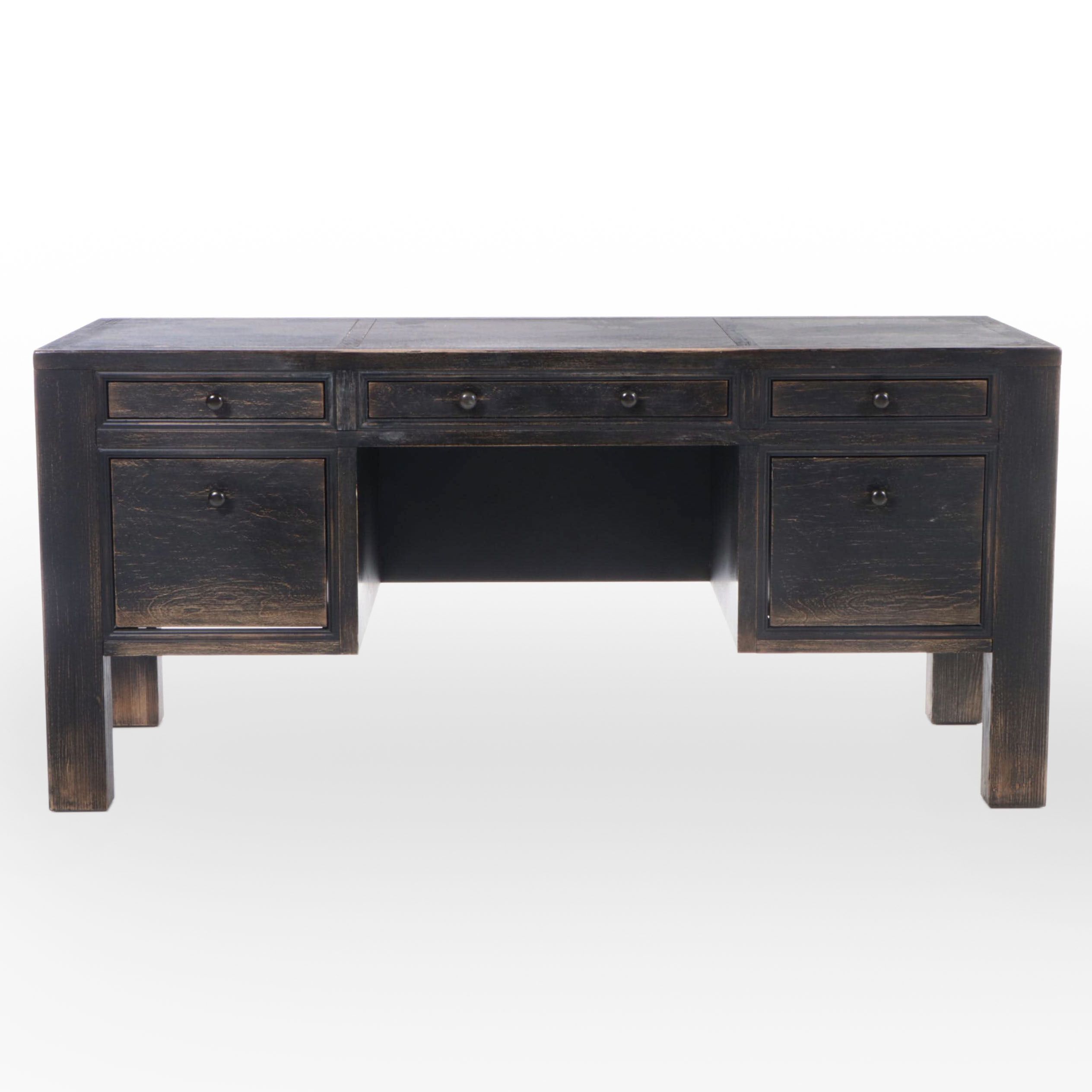 Pottery Barn "Dawson" Executive Desk in Weathered Black Finish