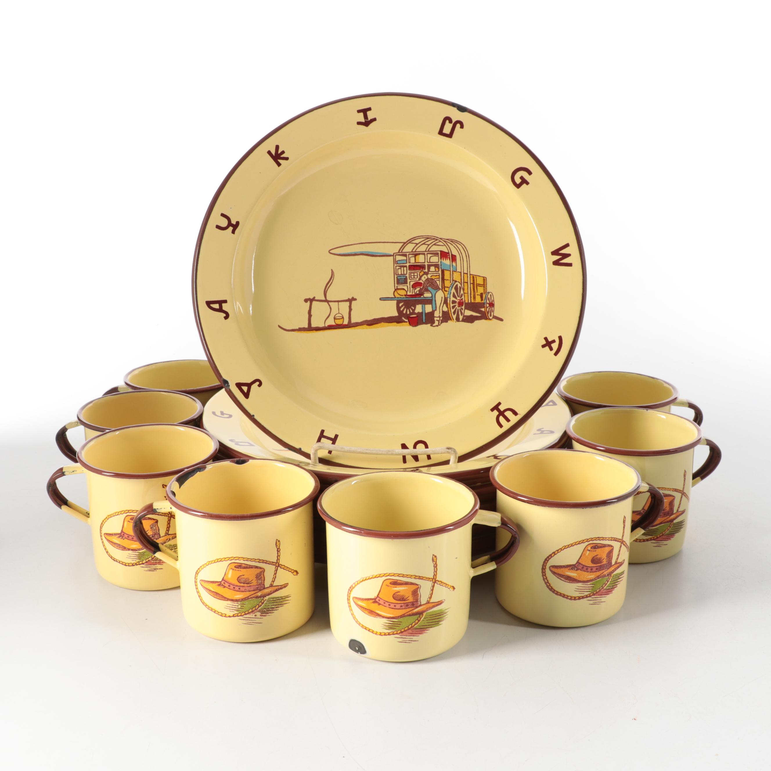 Monterrey Western Ware Enameled Plates and Mugs
